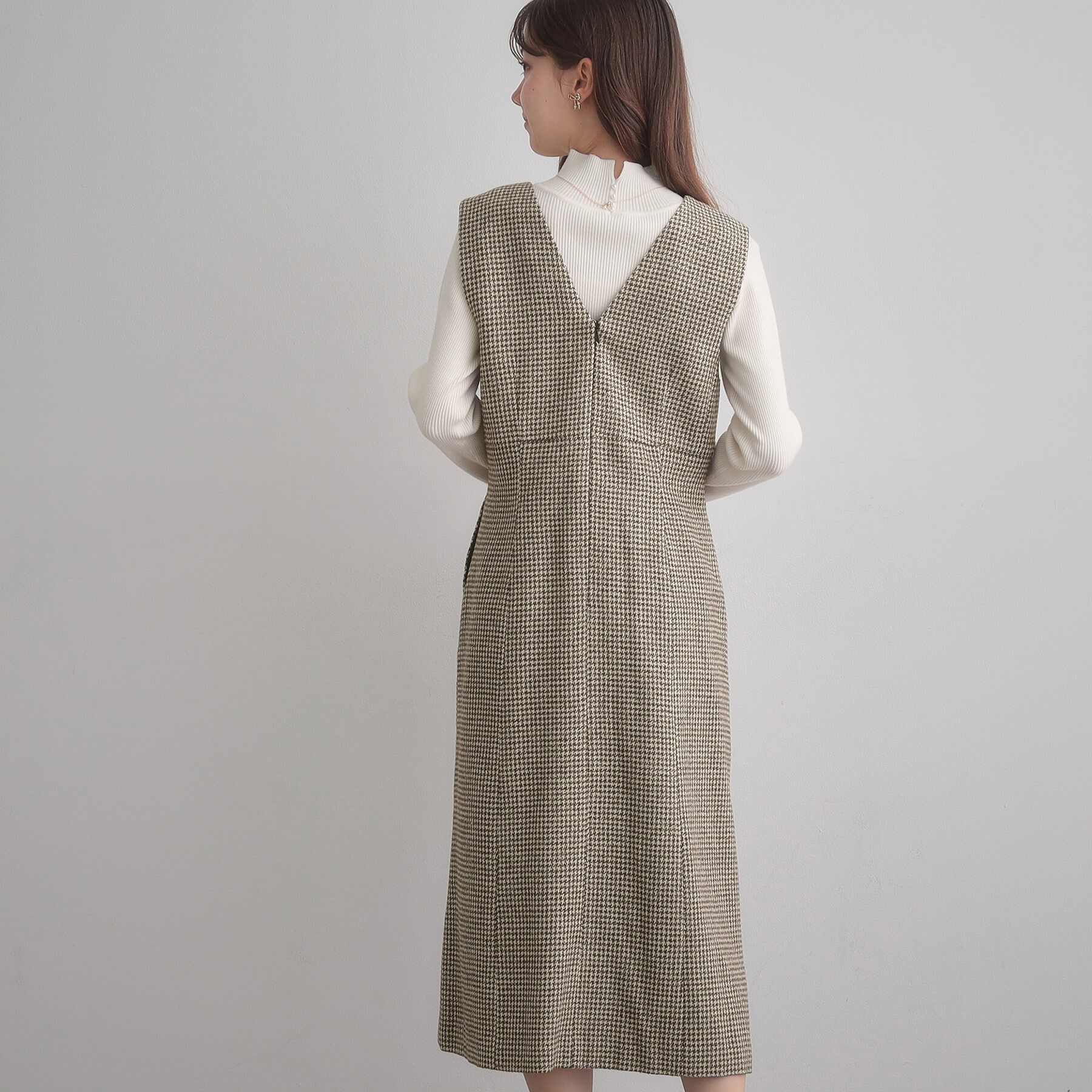 Couture broach「【クラシカル・通勤】ラメ千鳥釦デザインジャンスカ」|ワンピース|