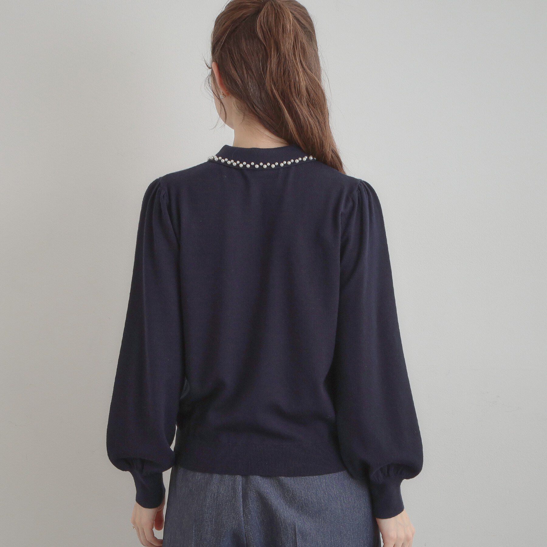 Couture broach「【洗える・着映え】パール調衿ニット」|ニット・セーター|