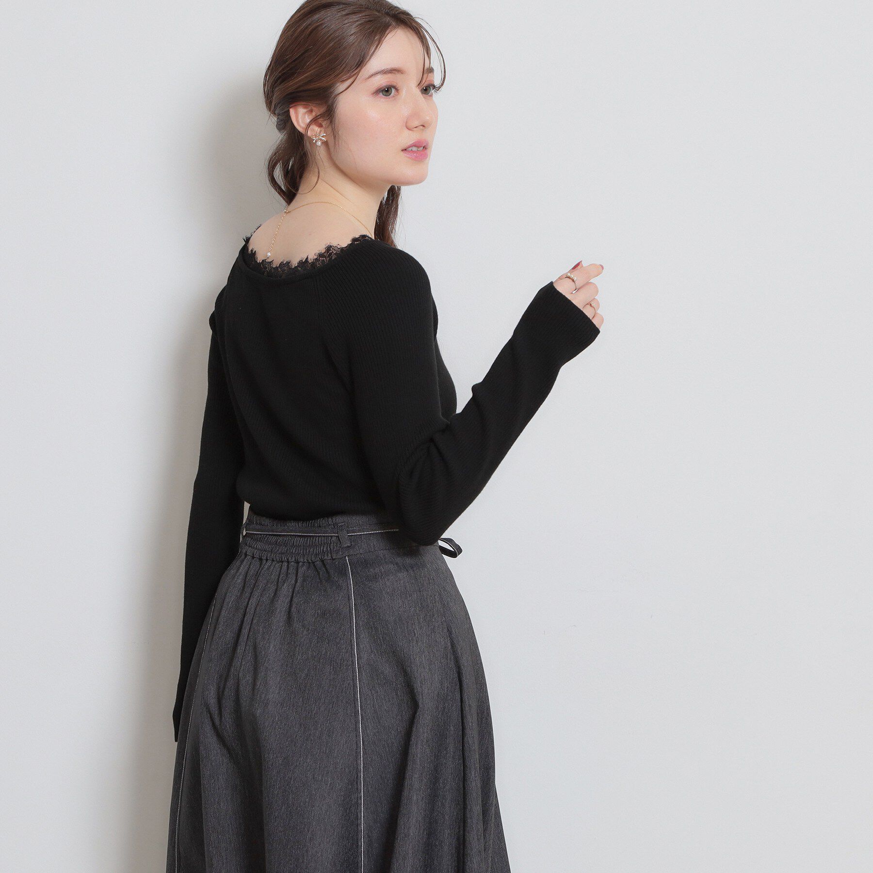 Couture broach「前後2WAY衿レースカーディガン」|カーディガン|