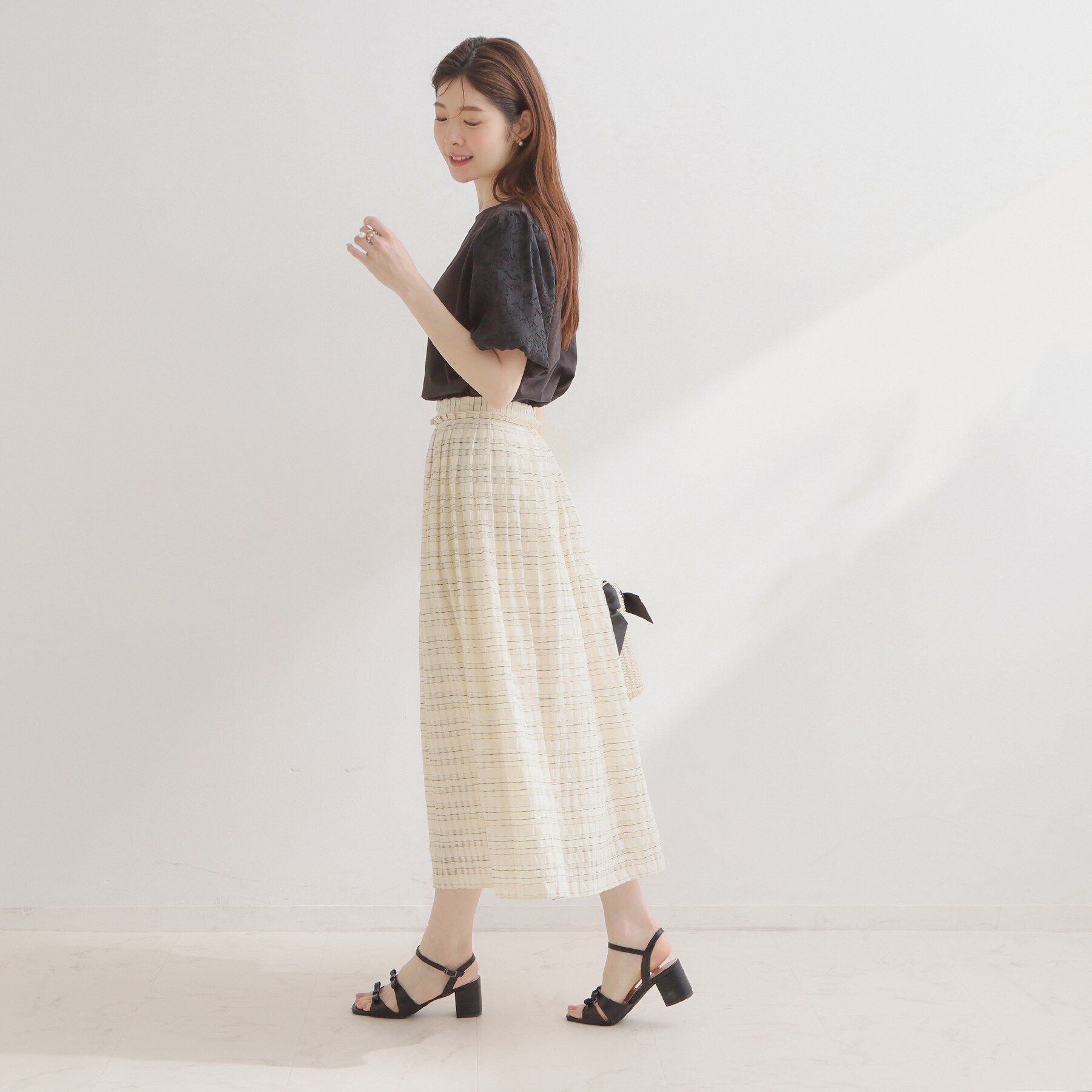 Couture broach「【洗える】シアーチェックスカート」|スカート|
