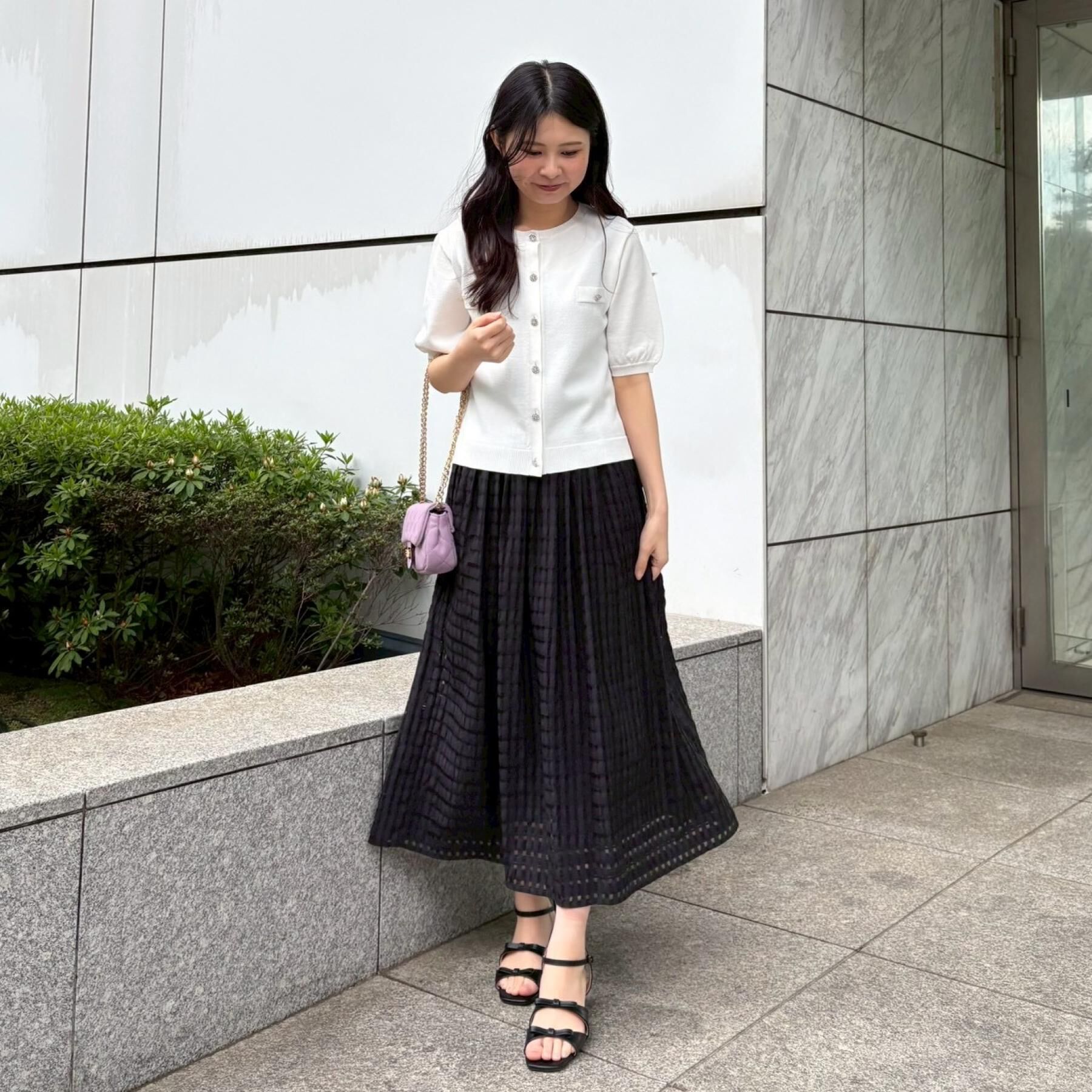 Couture broach「【洗える】シアーチェックスカート」|スカート|