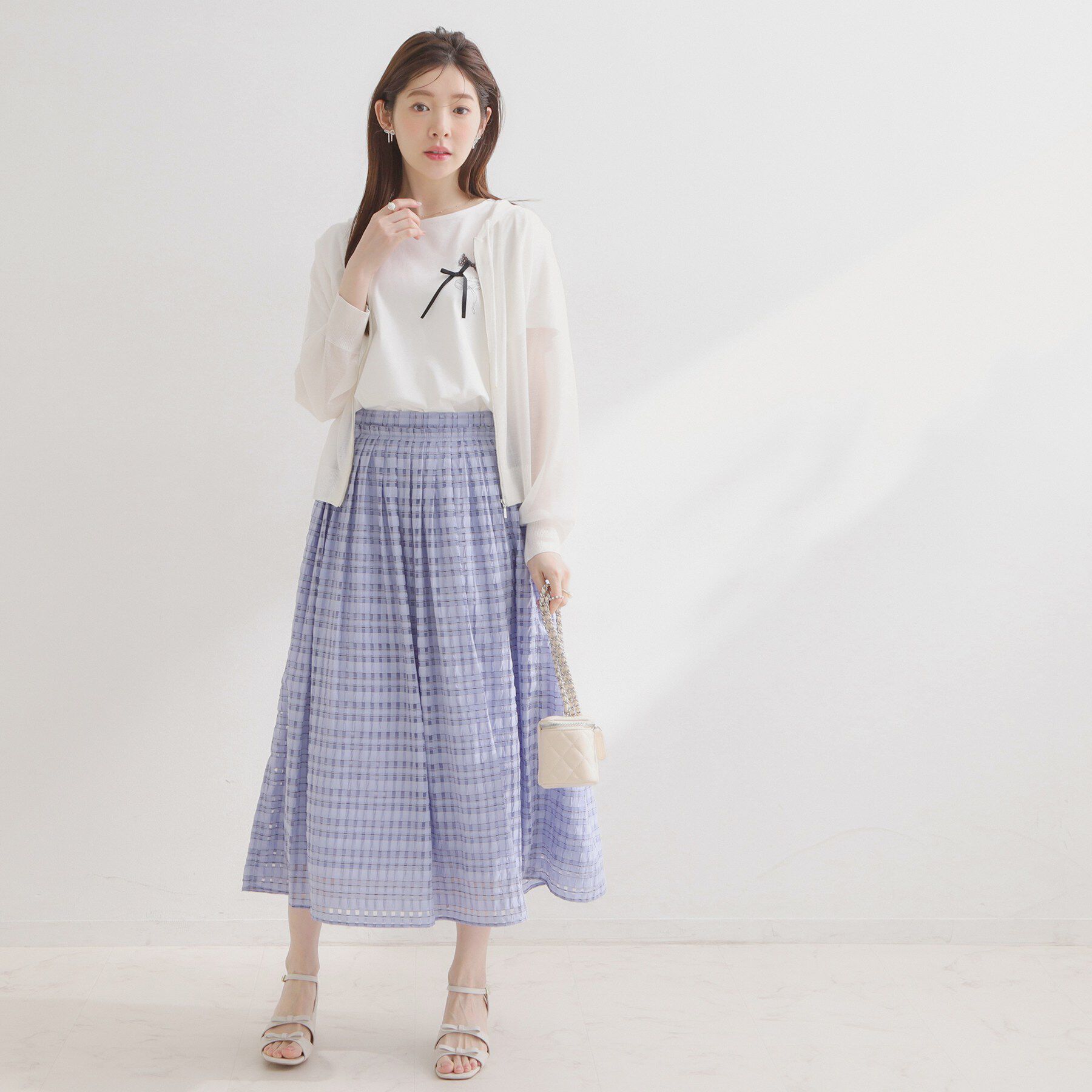 Couture broach「【洗える】シアーチェックスカート」|スカート|