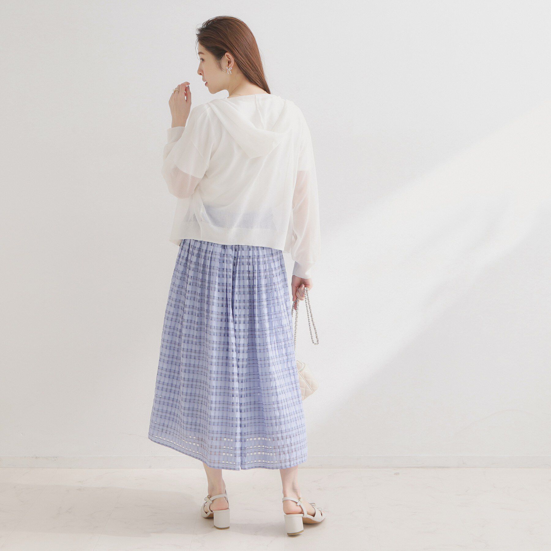 Couture broach「【洗える】シアーチェックスカート」|スカート|