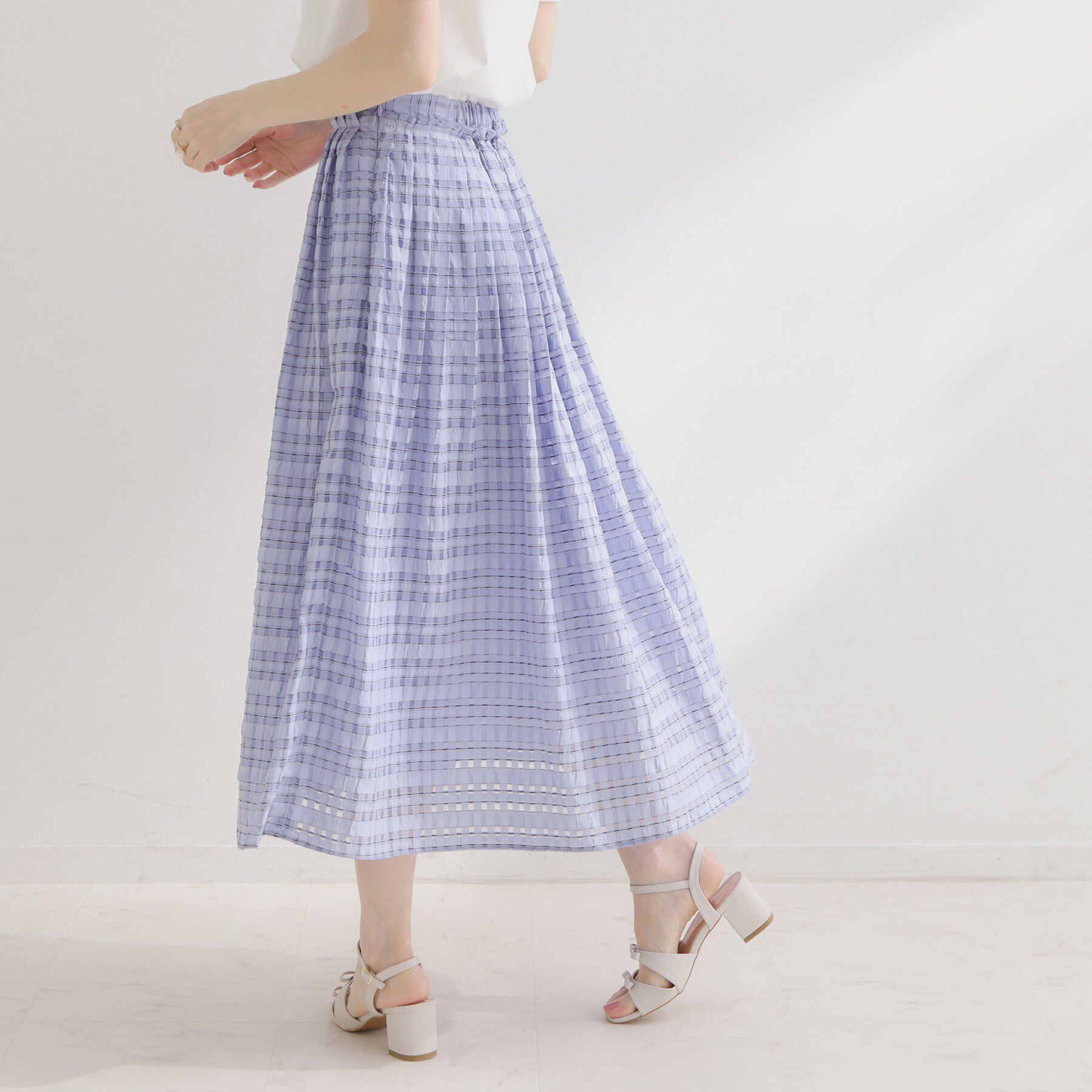 Couture broach「【洗える】シアーチェックスカート」|スカート|