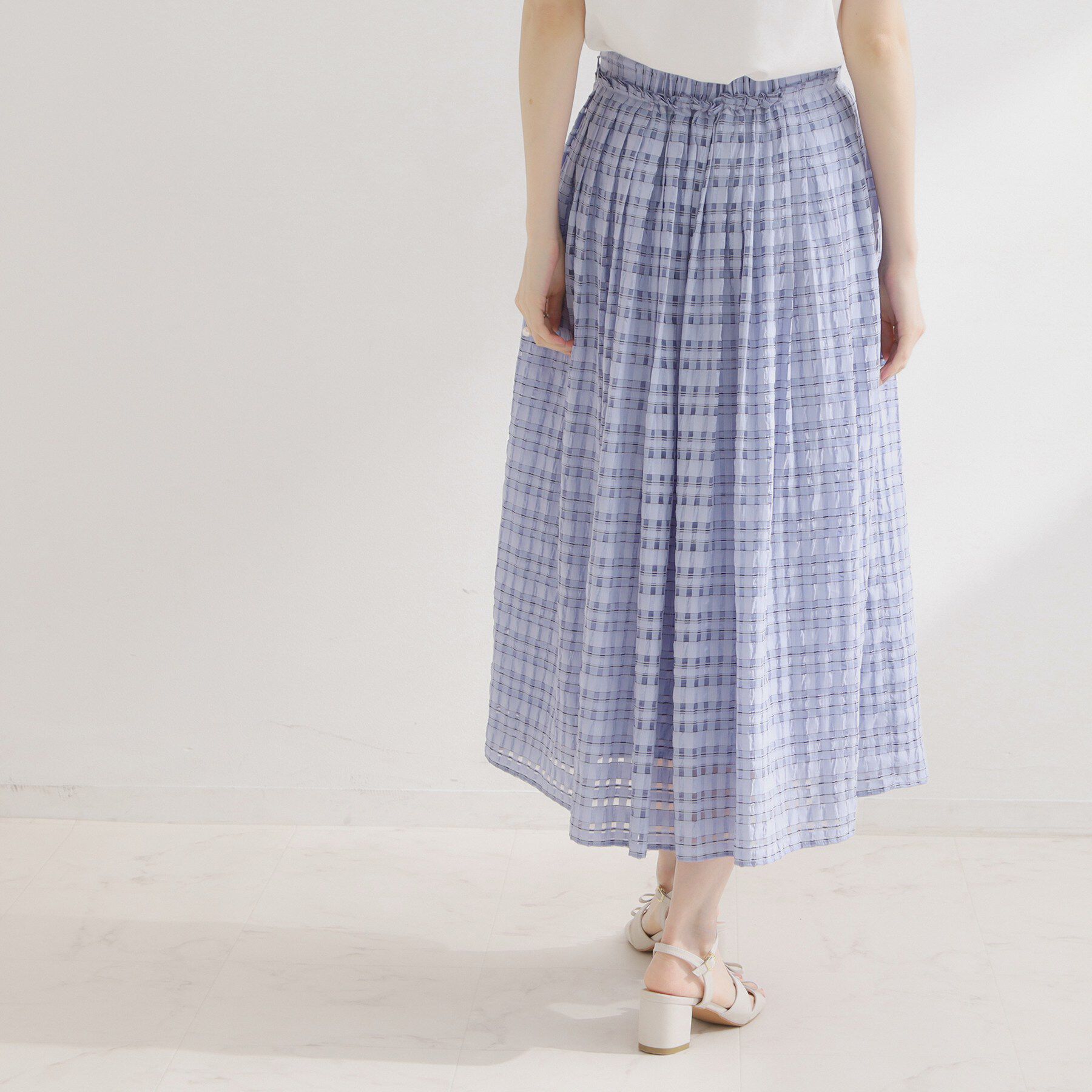 Couture broach「【洗える】シアーチェックスカート」|スカート|