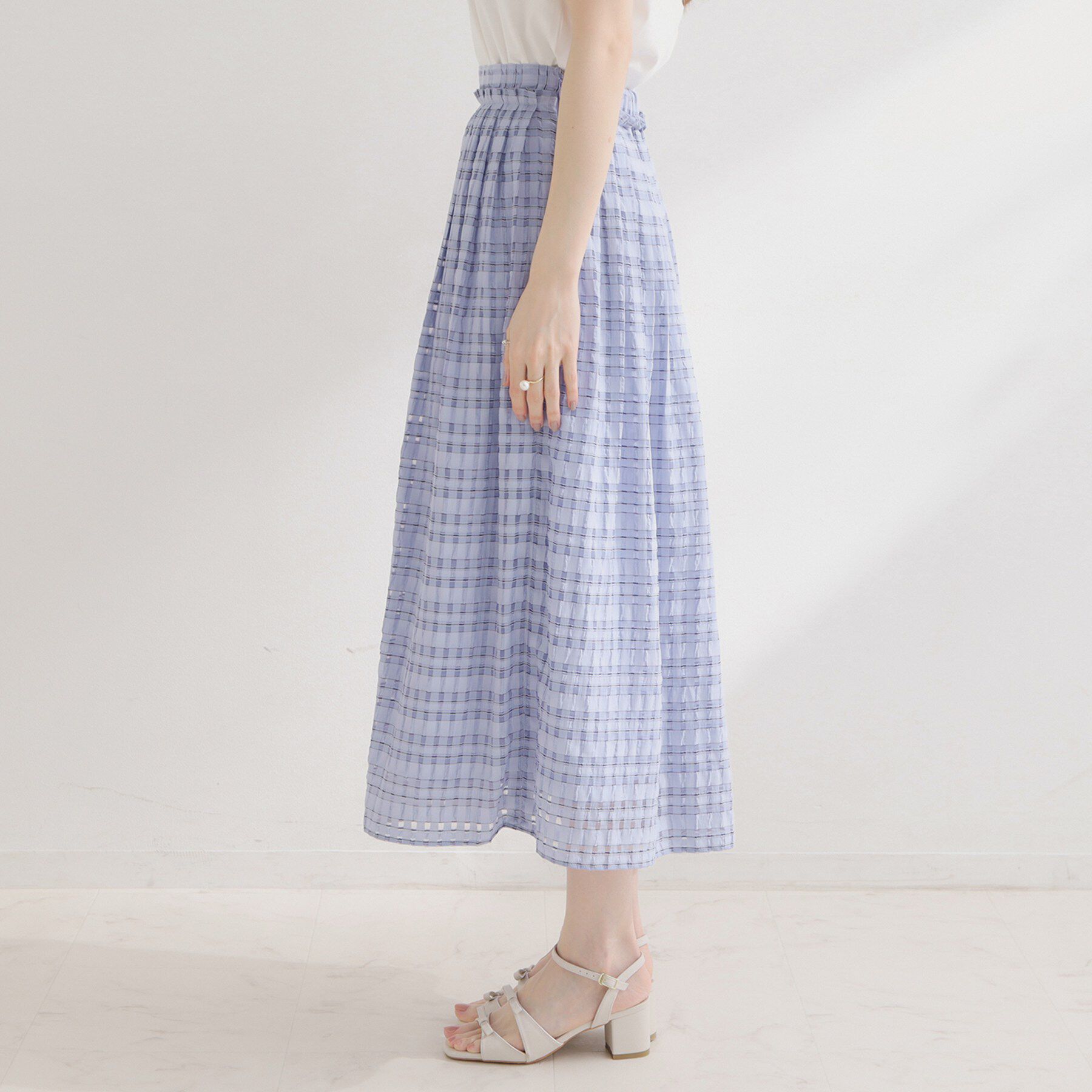 Couture broach「【洗える】シアーチェックスカート」|スカート|