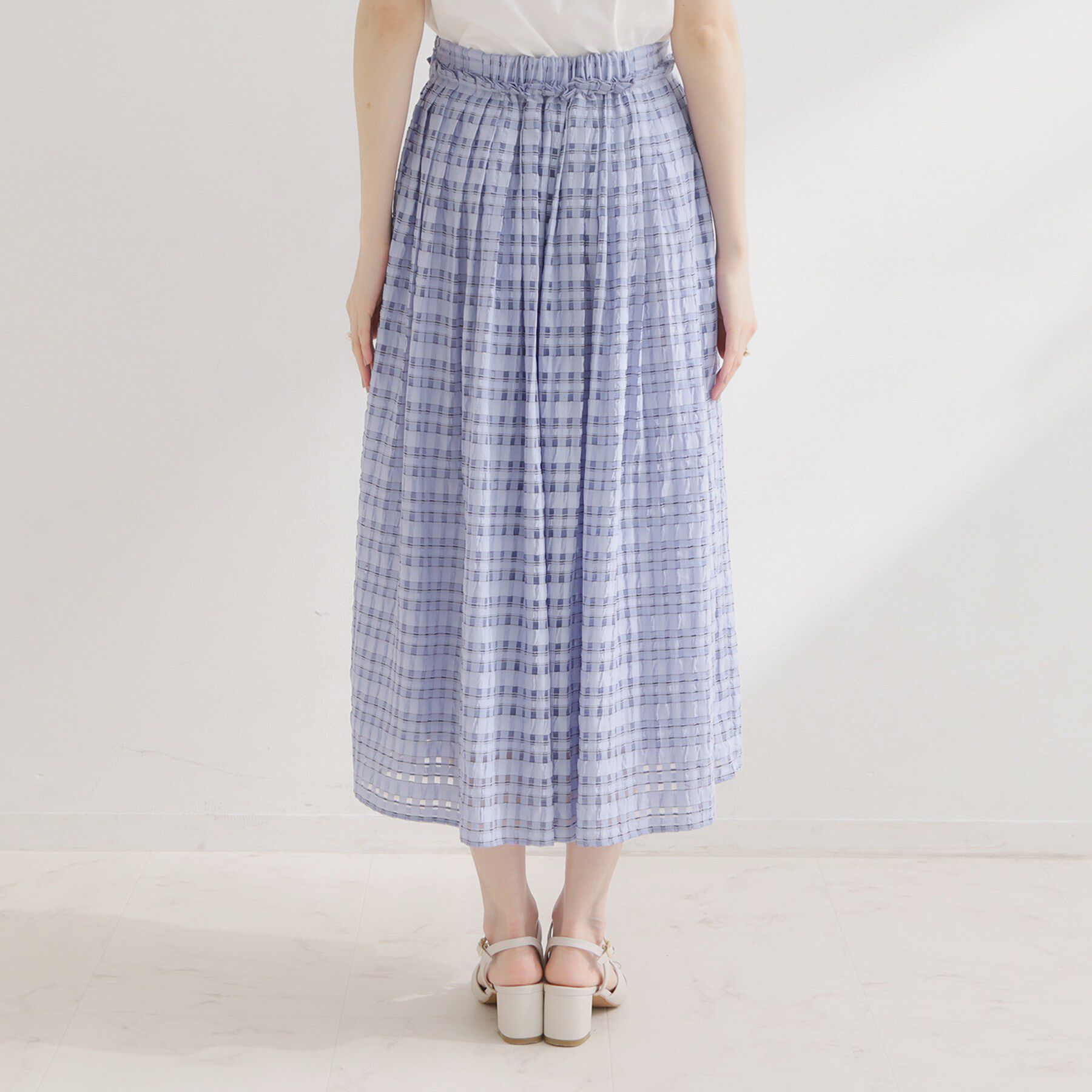 Couture broach「【洗える】シアーチェックスカート」|スカート|