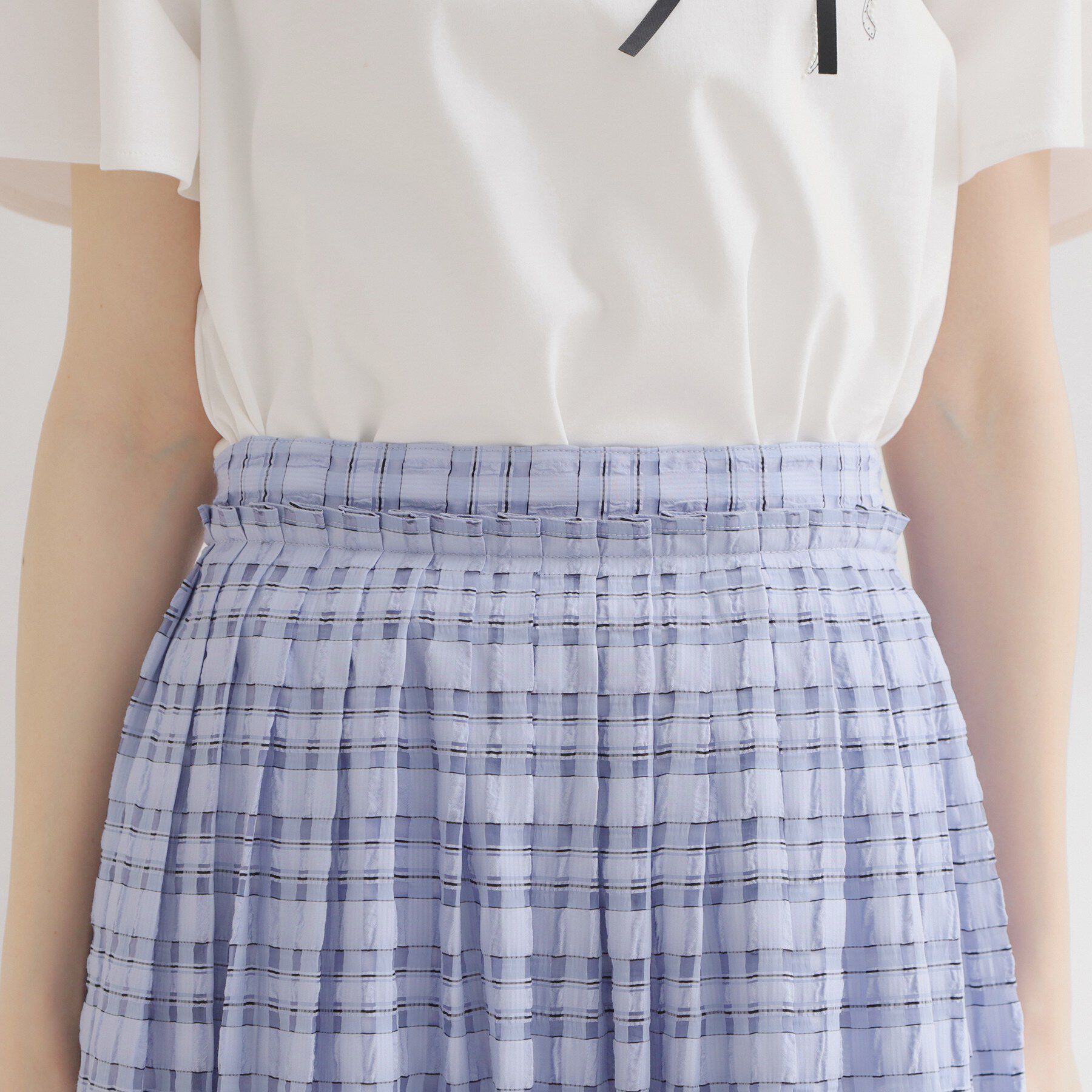 Couture broach「【洗える】シアーチェックスカート」|スカート|