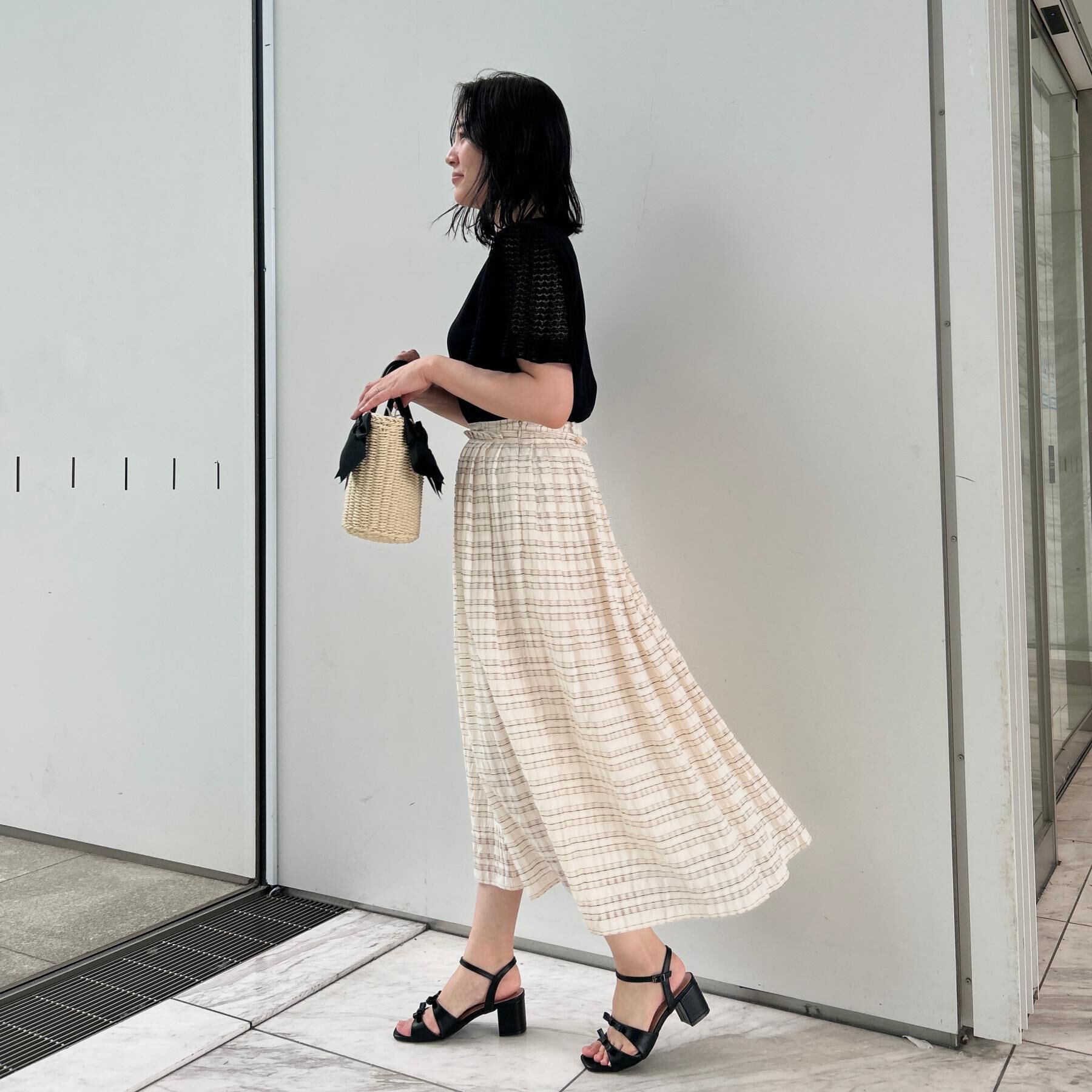 Couture broach「【洗える】シアーチェックスカート」|スカート|