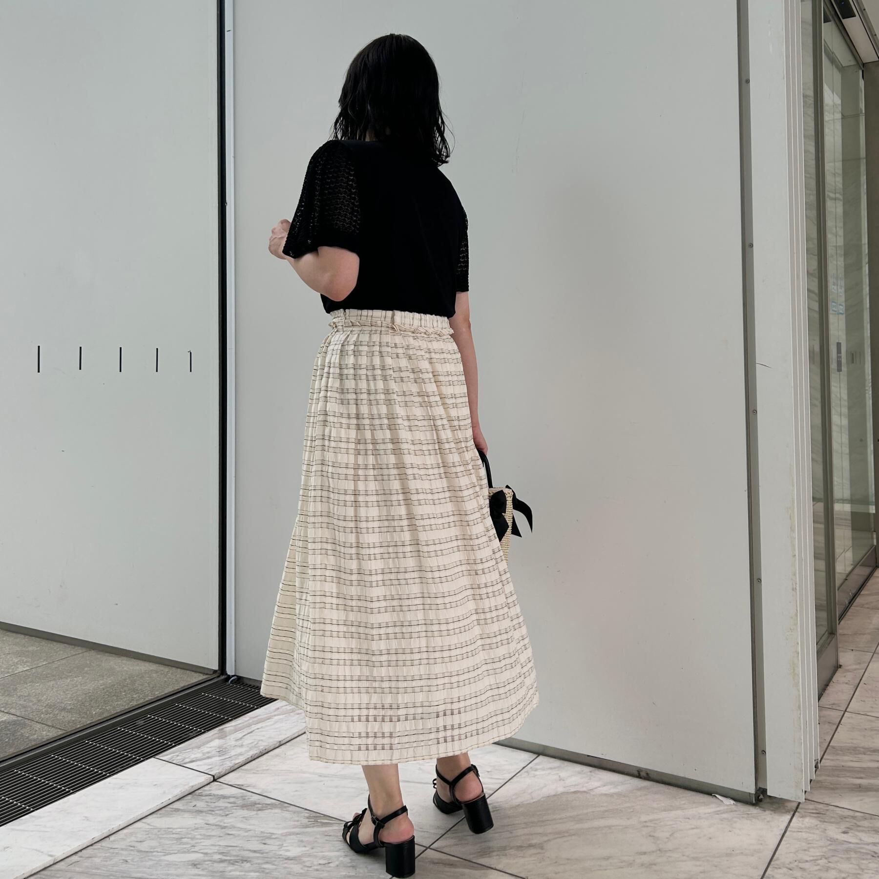 Couture broach「【洗える】シアーチェックスカート」|スカート|