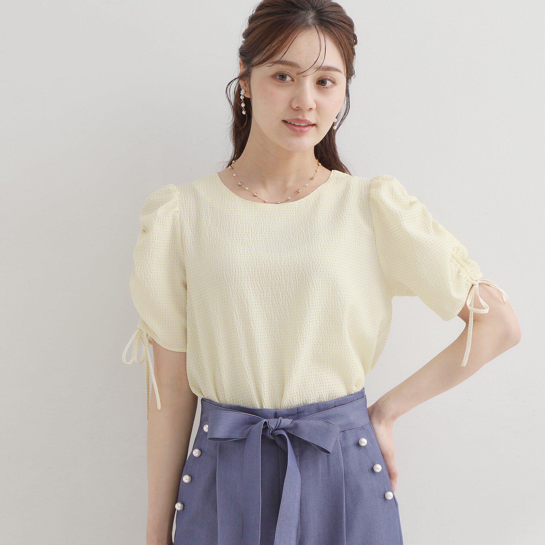 Couture broach「シャーリングチェックブラウス」|シャツ・ブラウス|