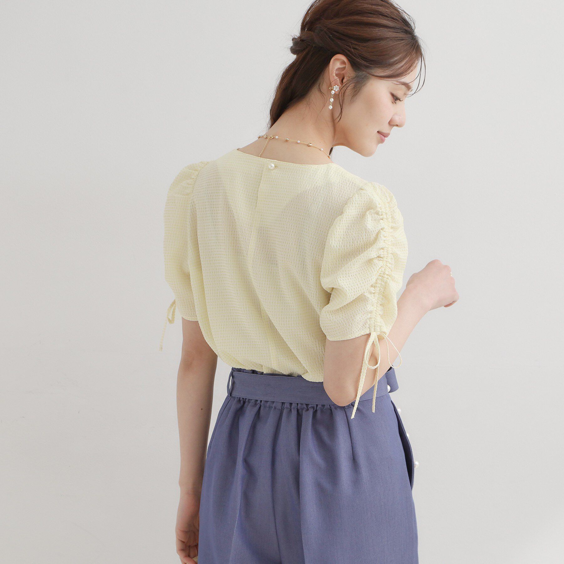 Couture broach「シャーリングチェックブラウス」|シャツ・ブラウス|