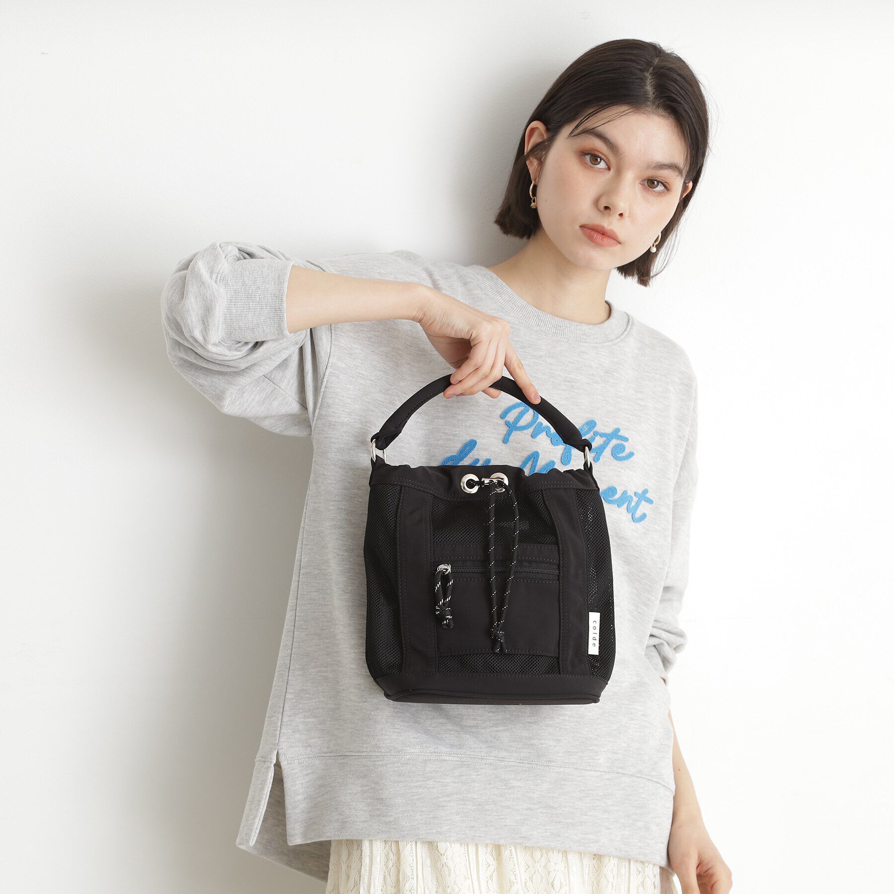 THE SHOP TK「メッシュナイロンコンビ巾着ショルダーバッグ」|ショルダー・メッセンジャー|