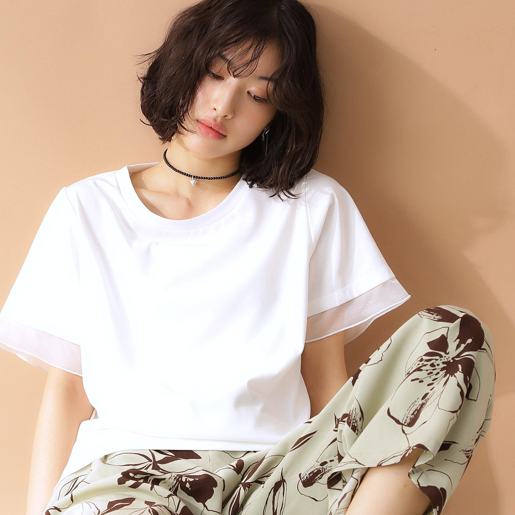 THE SHOP TK「袖シアーTシャツ【接触冷感/洗濯機OK】」|Tシャツ・カットソー|