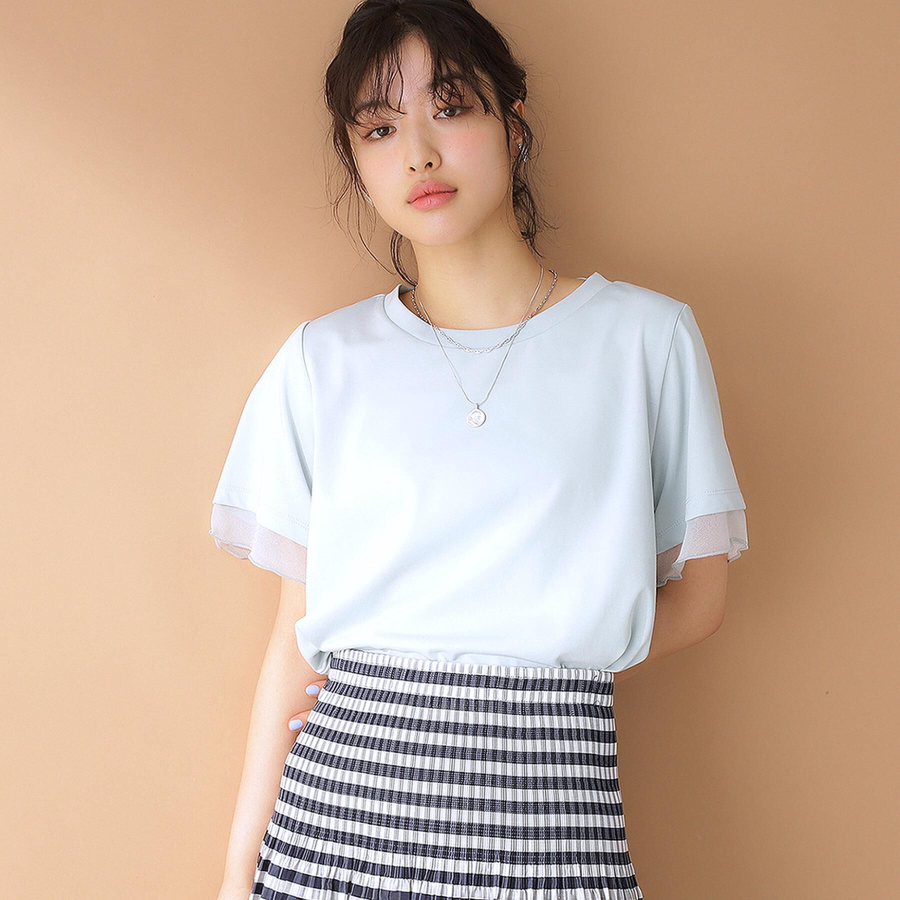 THE SHOP TK「袖シアーTシャツ【接触冷感/洗濯機OK】」|Tシャツ・カットソー|