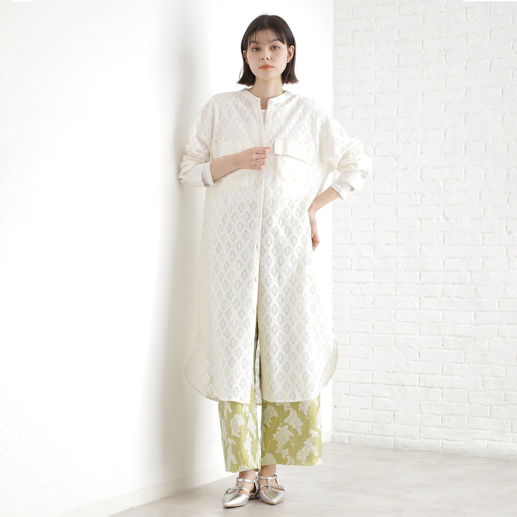 THE SHOP TK「レースシャツワンピース」|ワンピース|オフホワイト(003