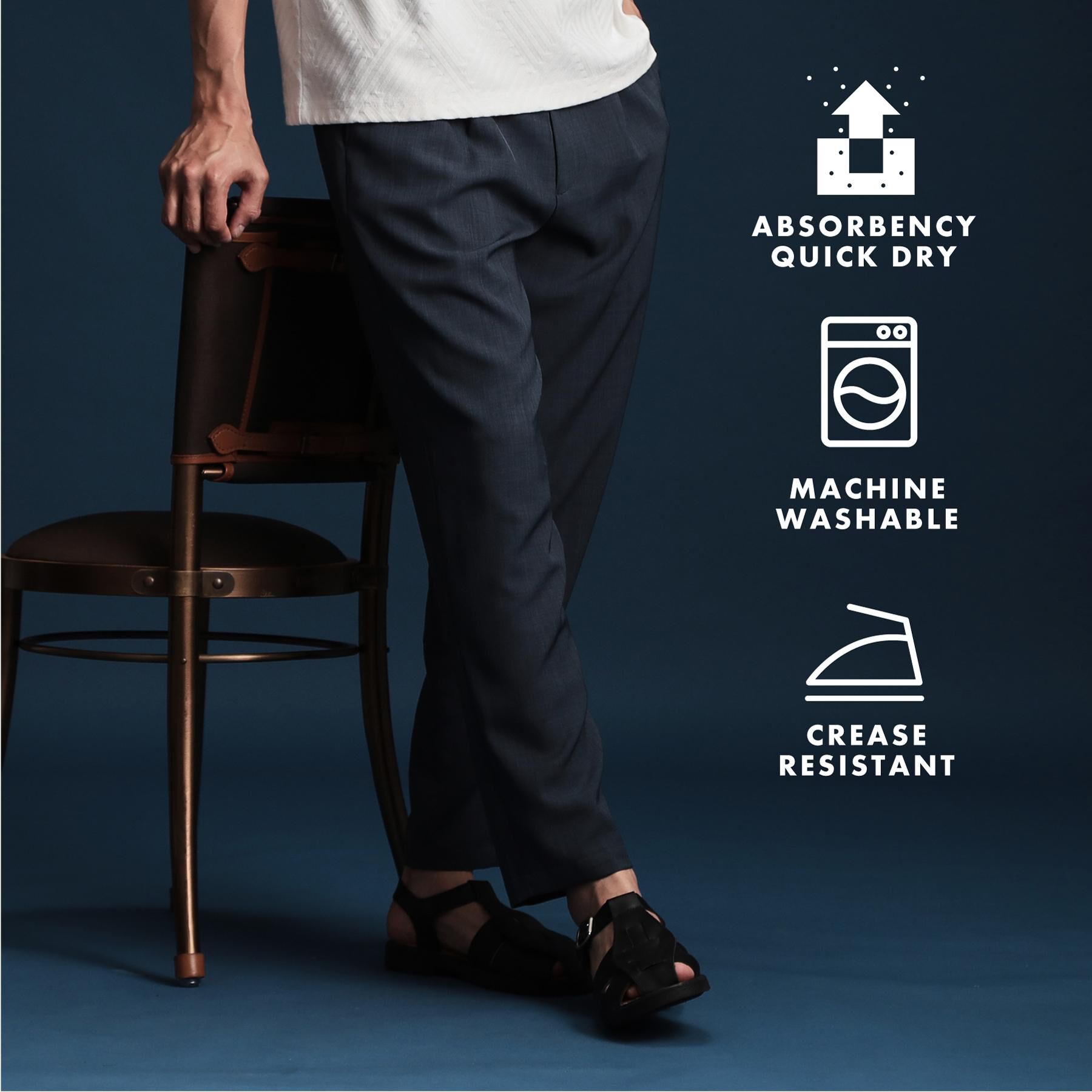 THE SHOP TK「ドライポリイージーパンツ セットアップ可/吸水速乾/軽量」|その他|ブルー(092)