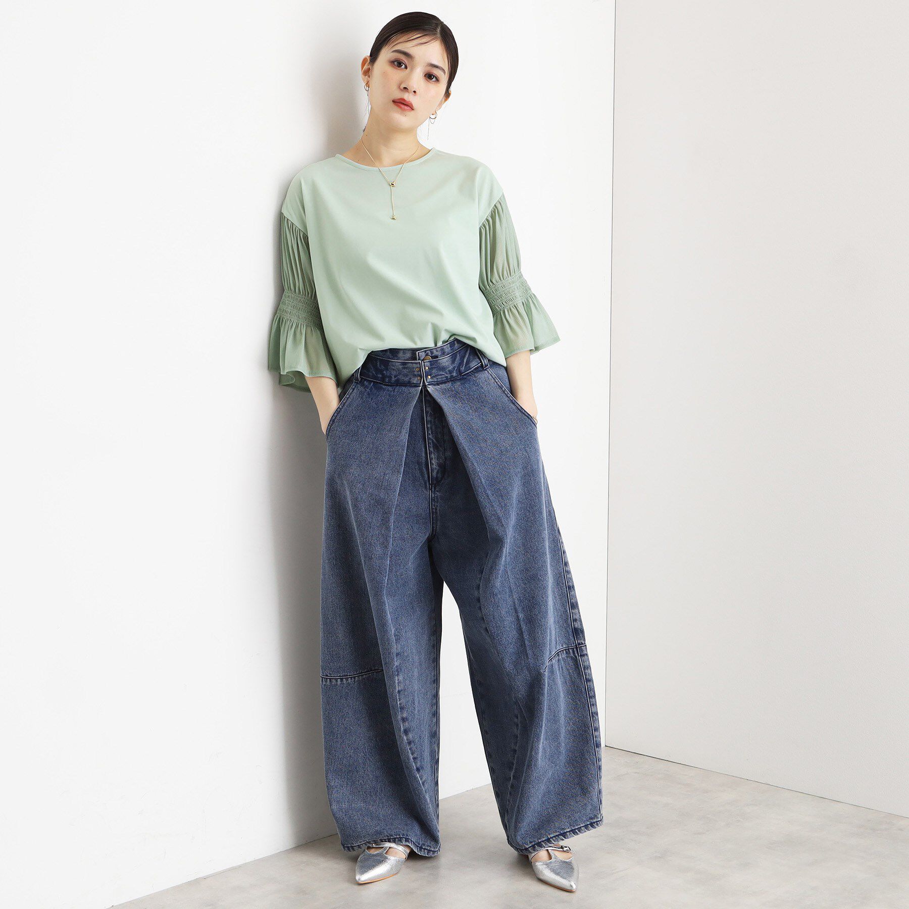 THE SHOP TK「袖シャーリングシアープルオーバー【洗濯機OK】」|Tシャツ・カットソー|