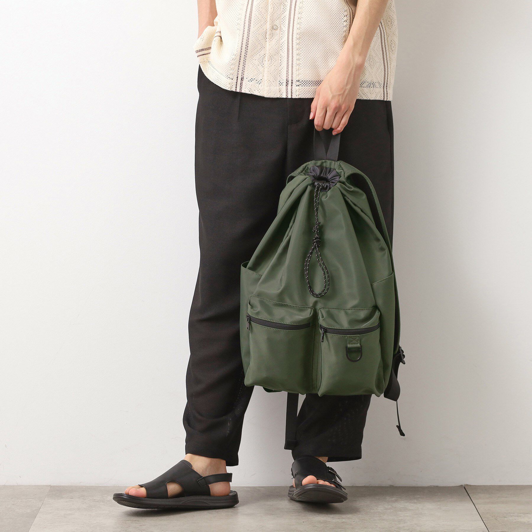 THE SHOP TK「ダブルポケット巾着バック ／ ナップサック」|リュック|