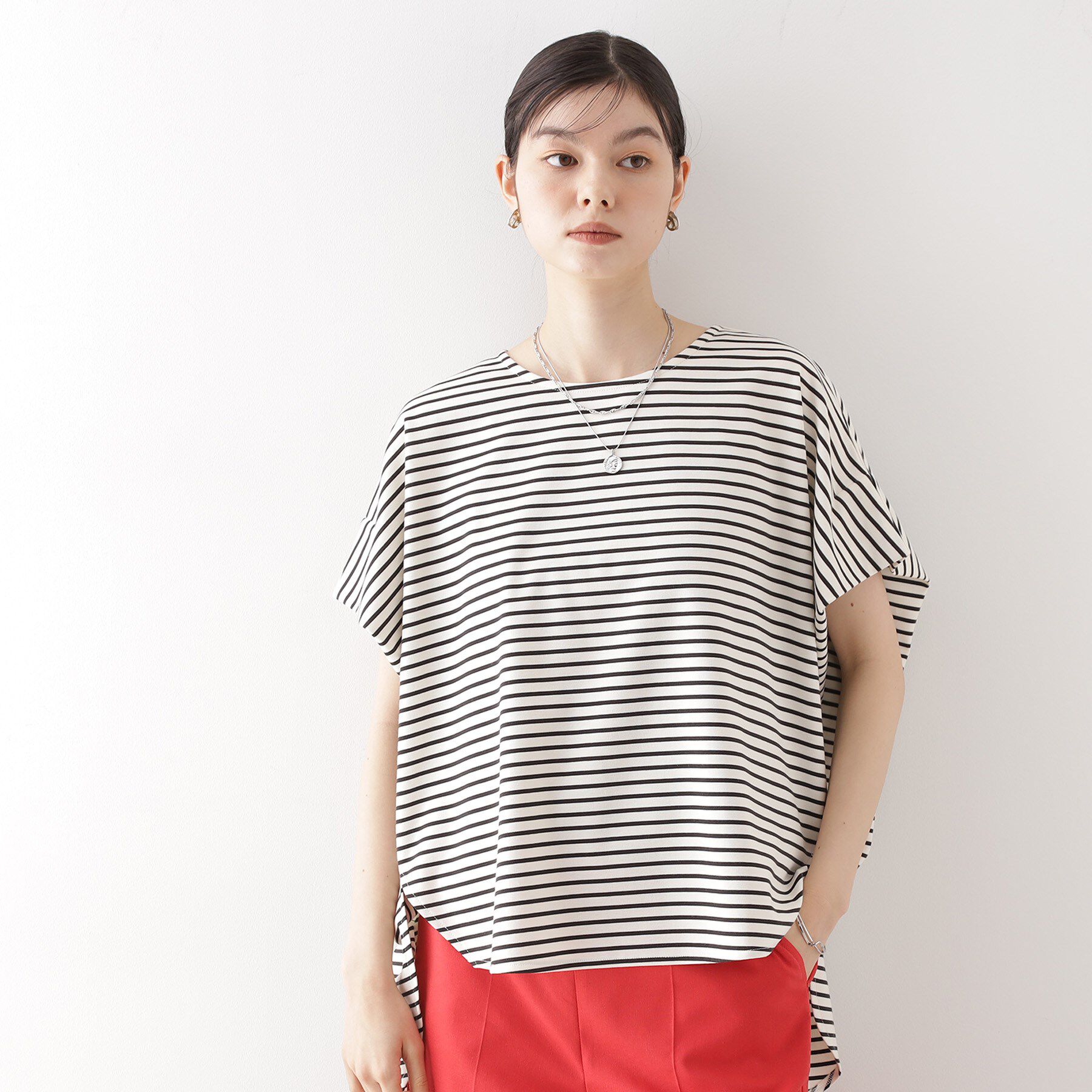 THE SHOP TK「ポンチボリュームプルオーバー【体型カバー/洗える/シワになりにくい】」|Tシャツ・カットソー|