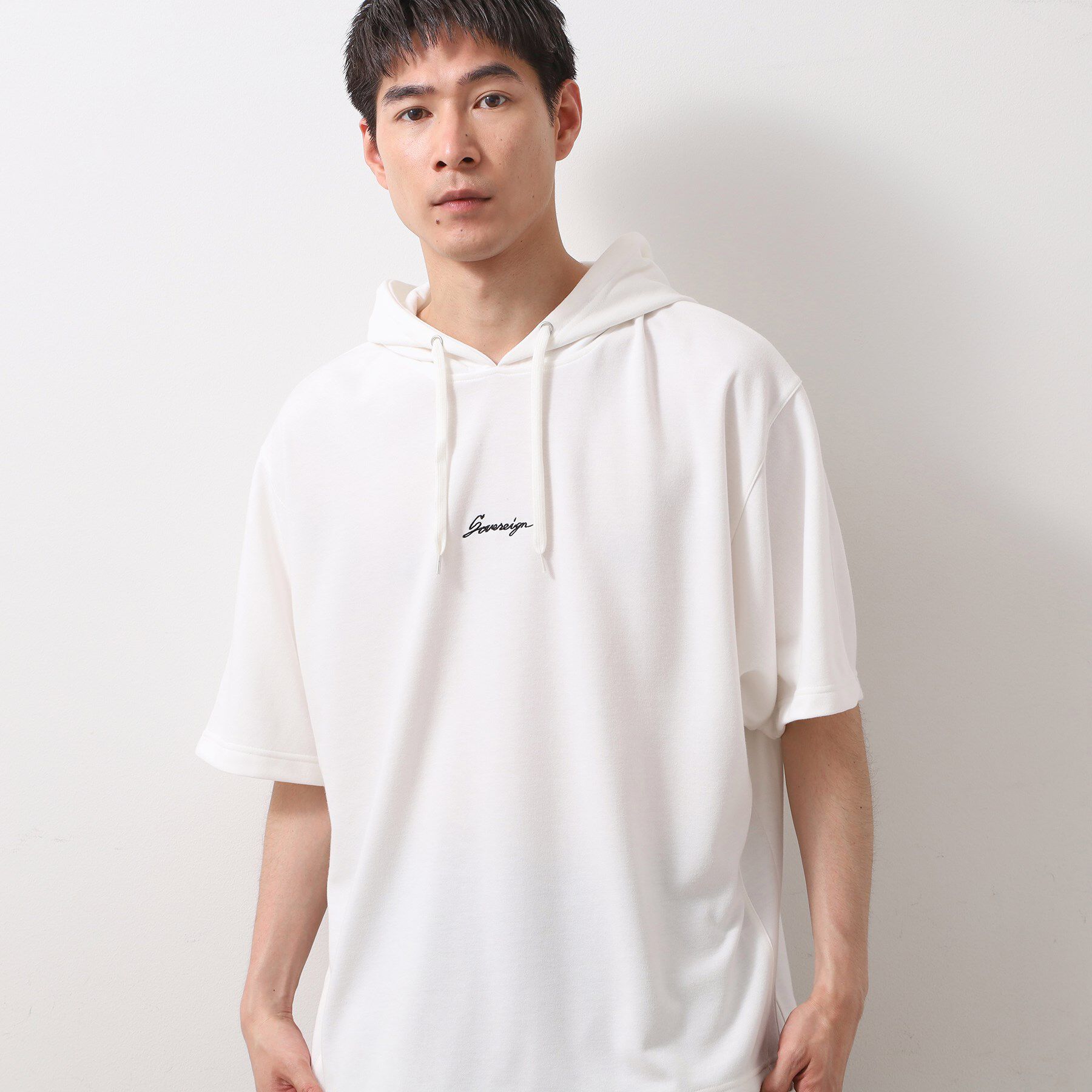 THE SHOP TK「ポンチ半袖パーカー　【洗濯機OK】」|パーカー|ホワイト(001)