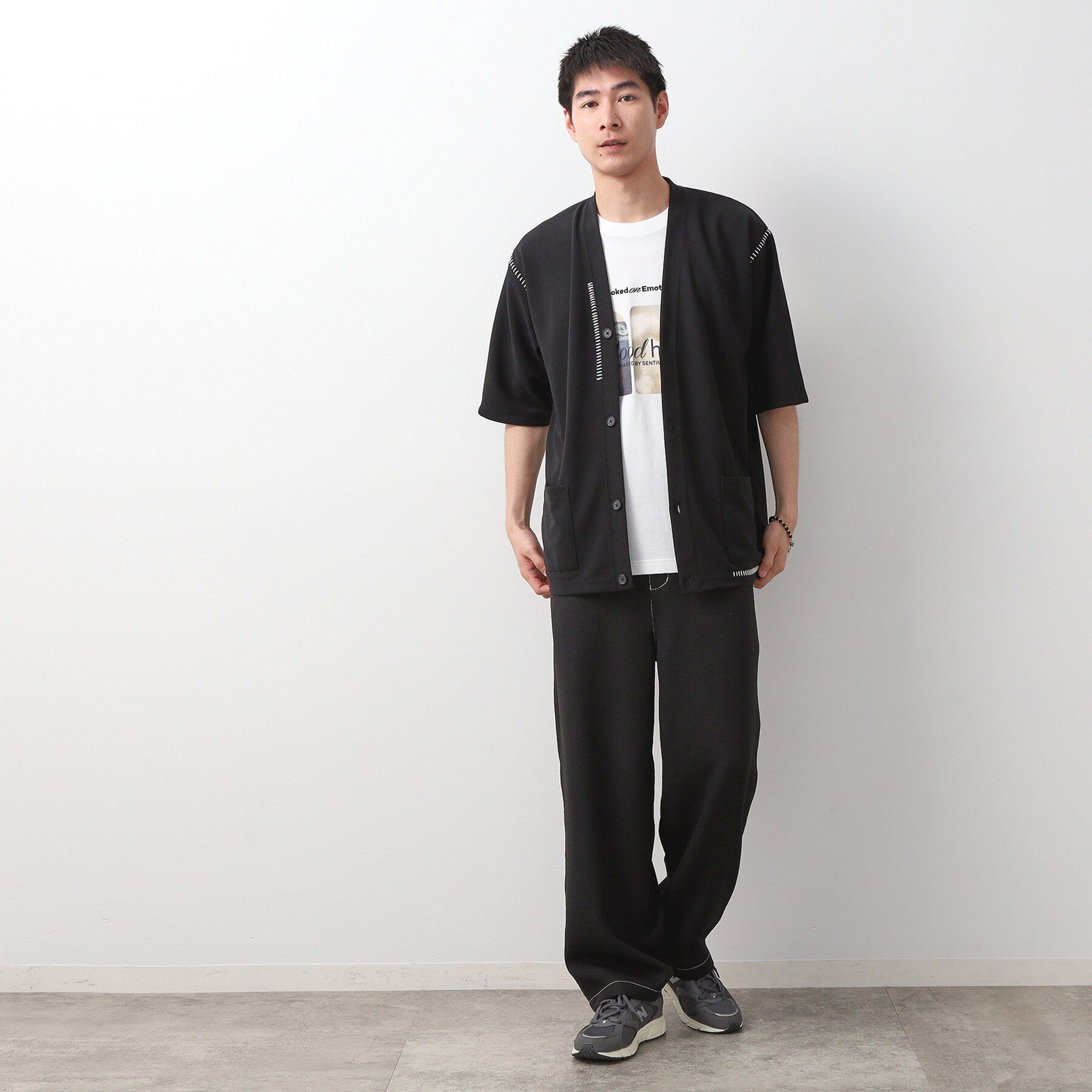 THE SHOP TK「ツイルステッチ半袖カーディガン【洗濯機OK/接触冷感】」|カーディガン|