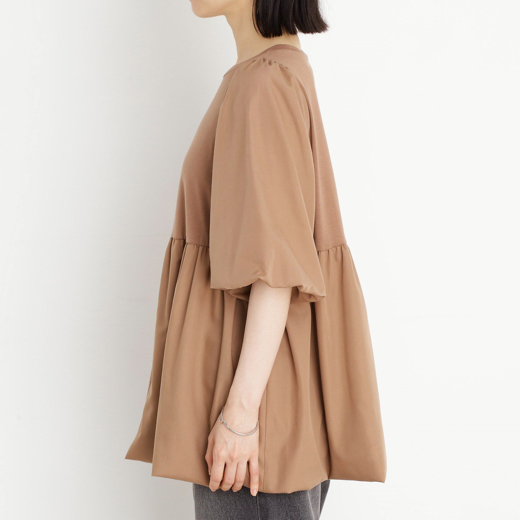 THE SHOP TK「バルーンスリーブペプラムチュニック【洗える】」|Tシャツ・カットソー|