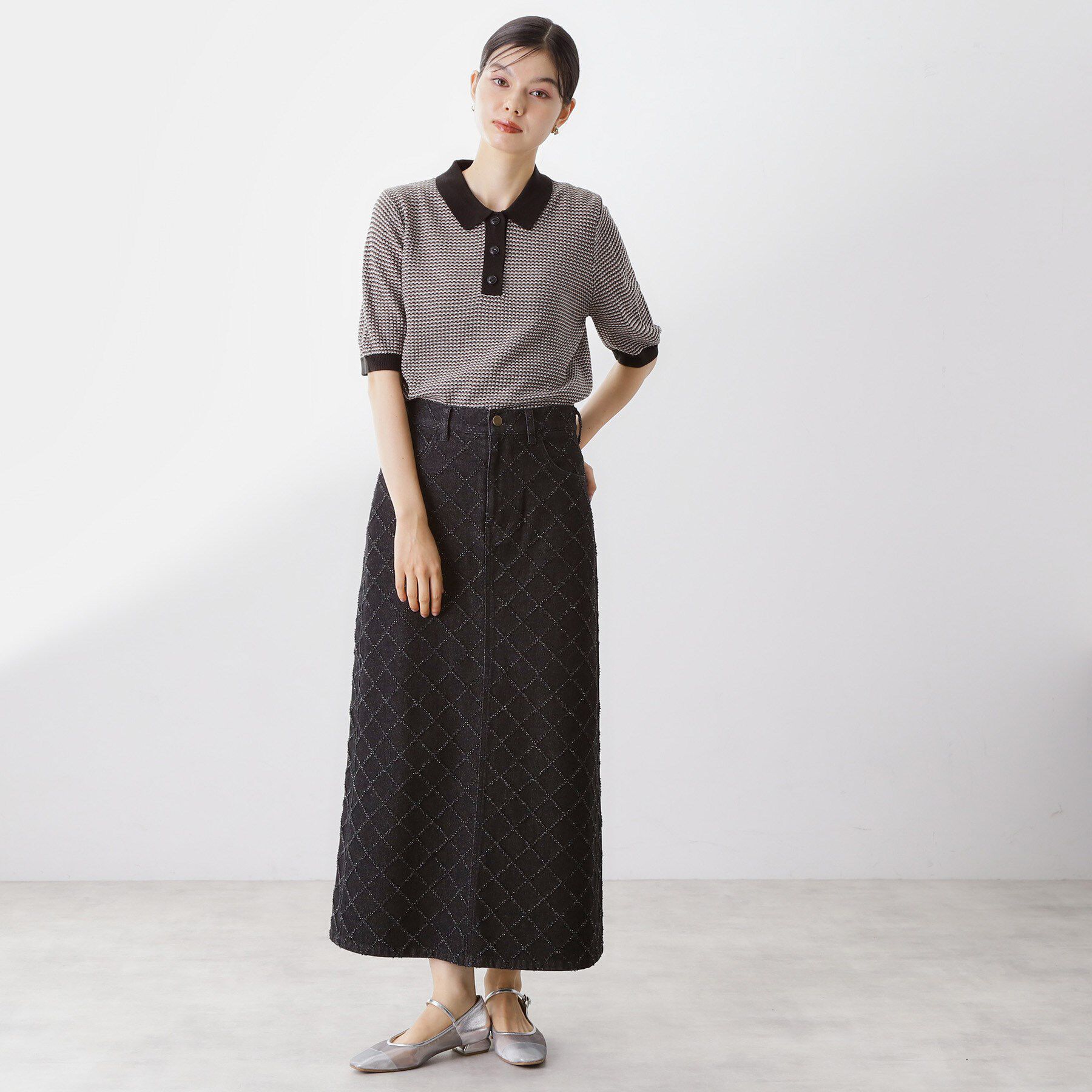 THE SHOP TK「柄アソートポロニットシャツ【洗濯機OK】」|ニット・セーター|