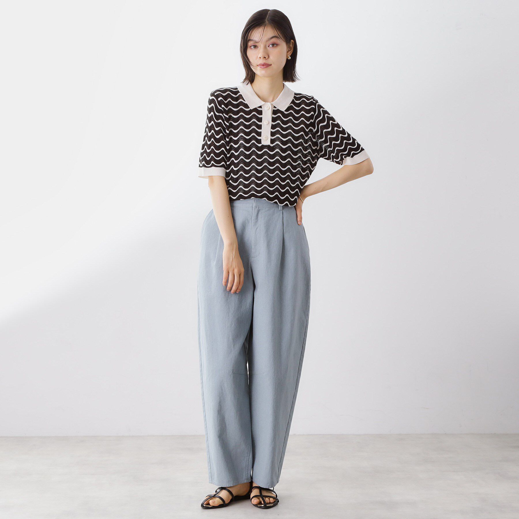 THE SHOP TK「柄アソートポロニットシャツ【洗濯機OK】」|ニット・セーター|