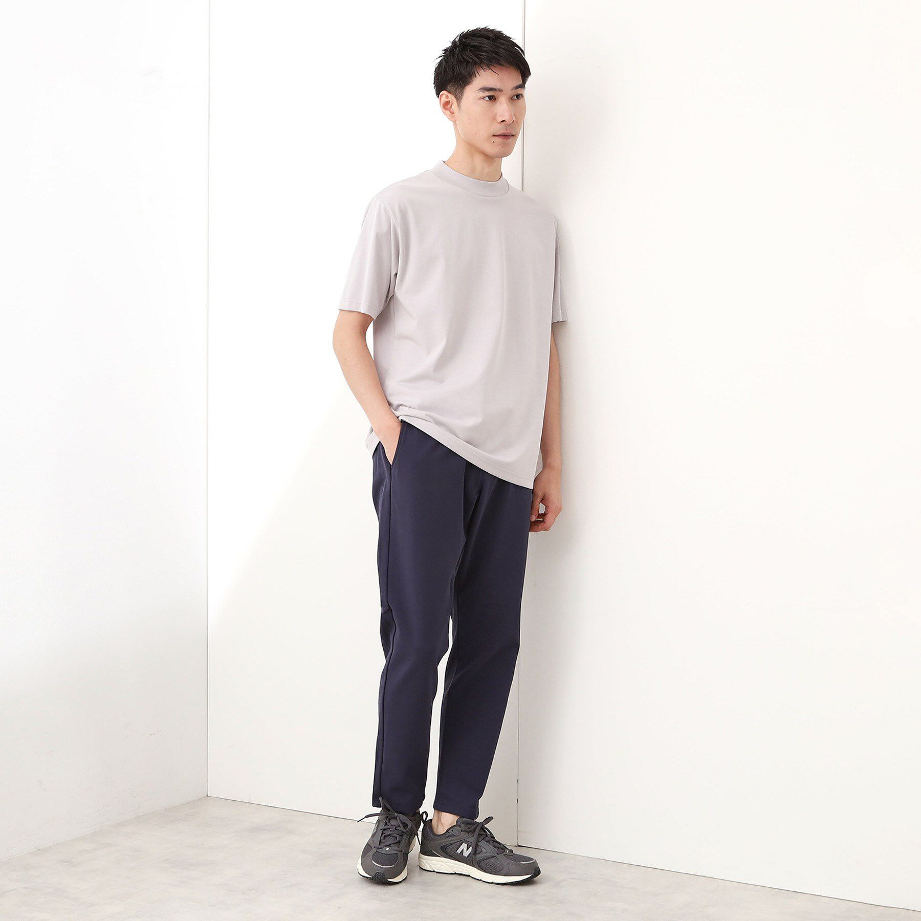 THE SHOP TK「モックネックプレーティング半袖Tシャツ 【接触冷感/洗濯機OK】」|Tシャツ・カットソー|