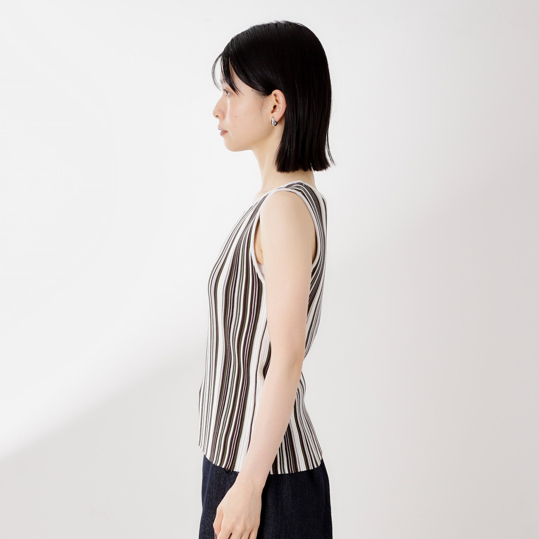 THE SHOP TK「【前後2WAY】ストライプ柄ニットタンクトップ」|ニット・セーター|