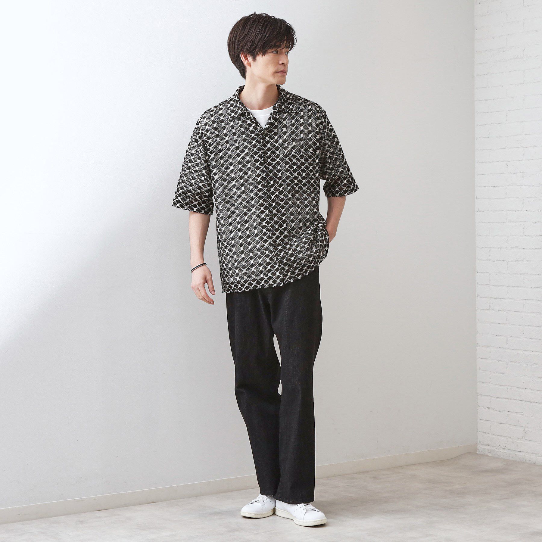THE SHOP TK「クラフトレース半袖シャツ 【洗濯機OK】」|シャツ・ブラウス|