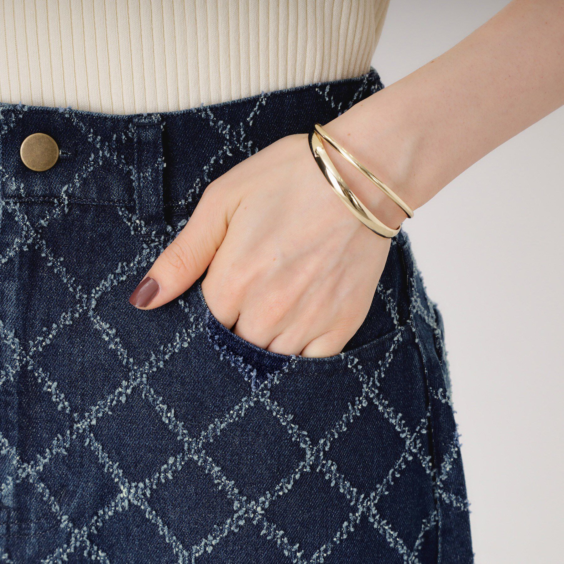 THE SHOP TK「ジャカードデニムロングスカート【洗濯機OK】」|スカート|