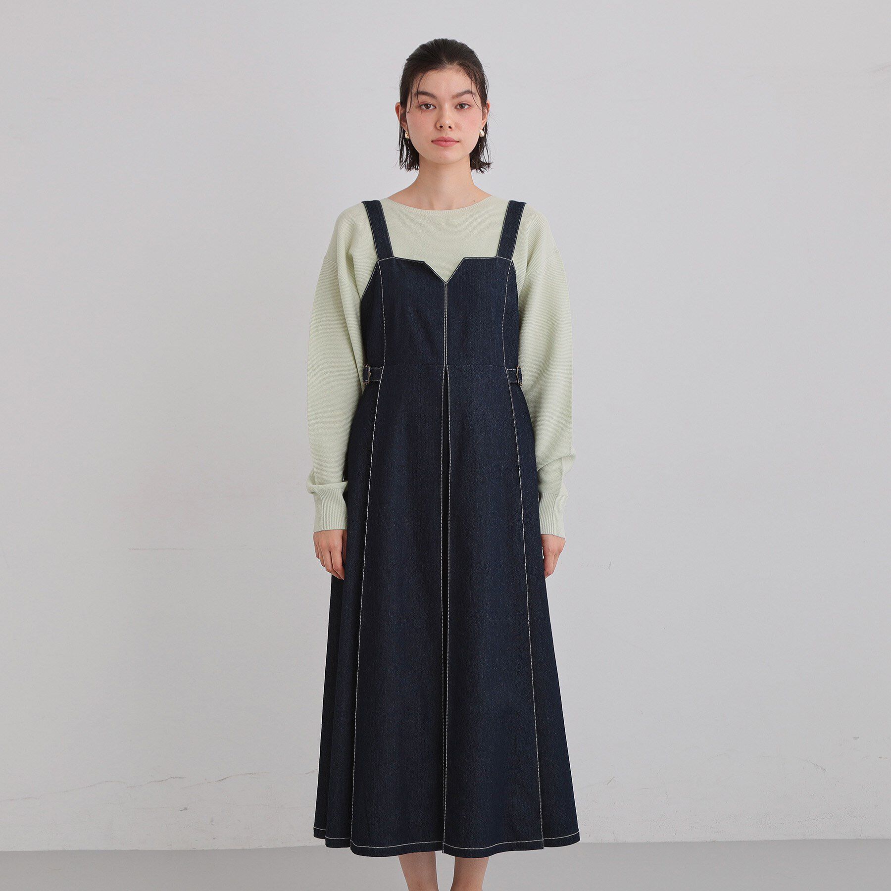 THE SHOP TK「シーズンレスで着られる デニムステッチジャンスカ」|ワンピース|