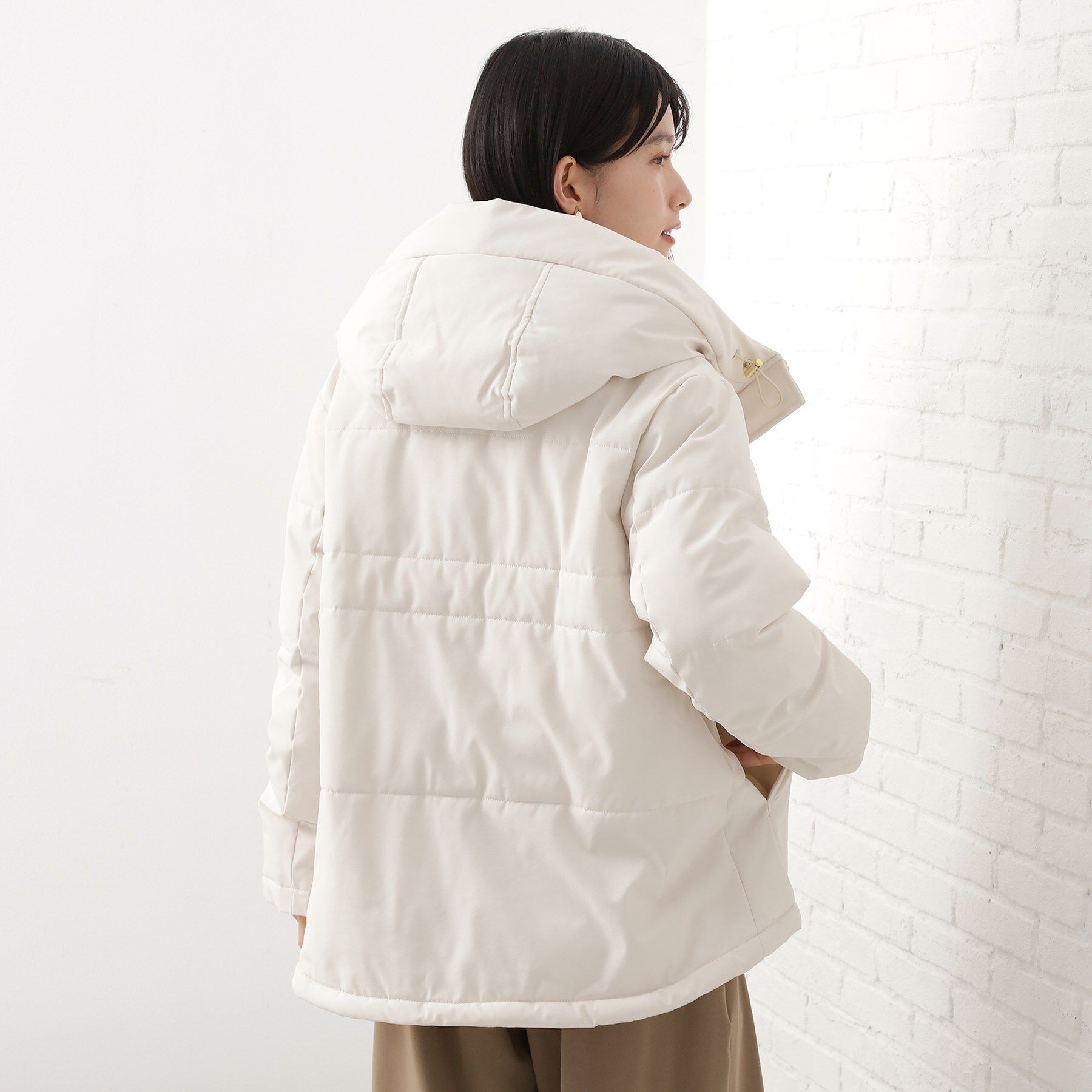 THE SHOP TK「【すっきり見えシルエット】上品ふわもこ中綿ブルゾン」|ダウン|