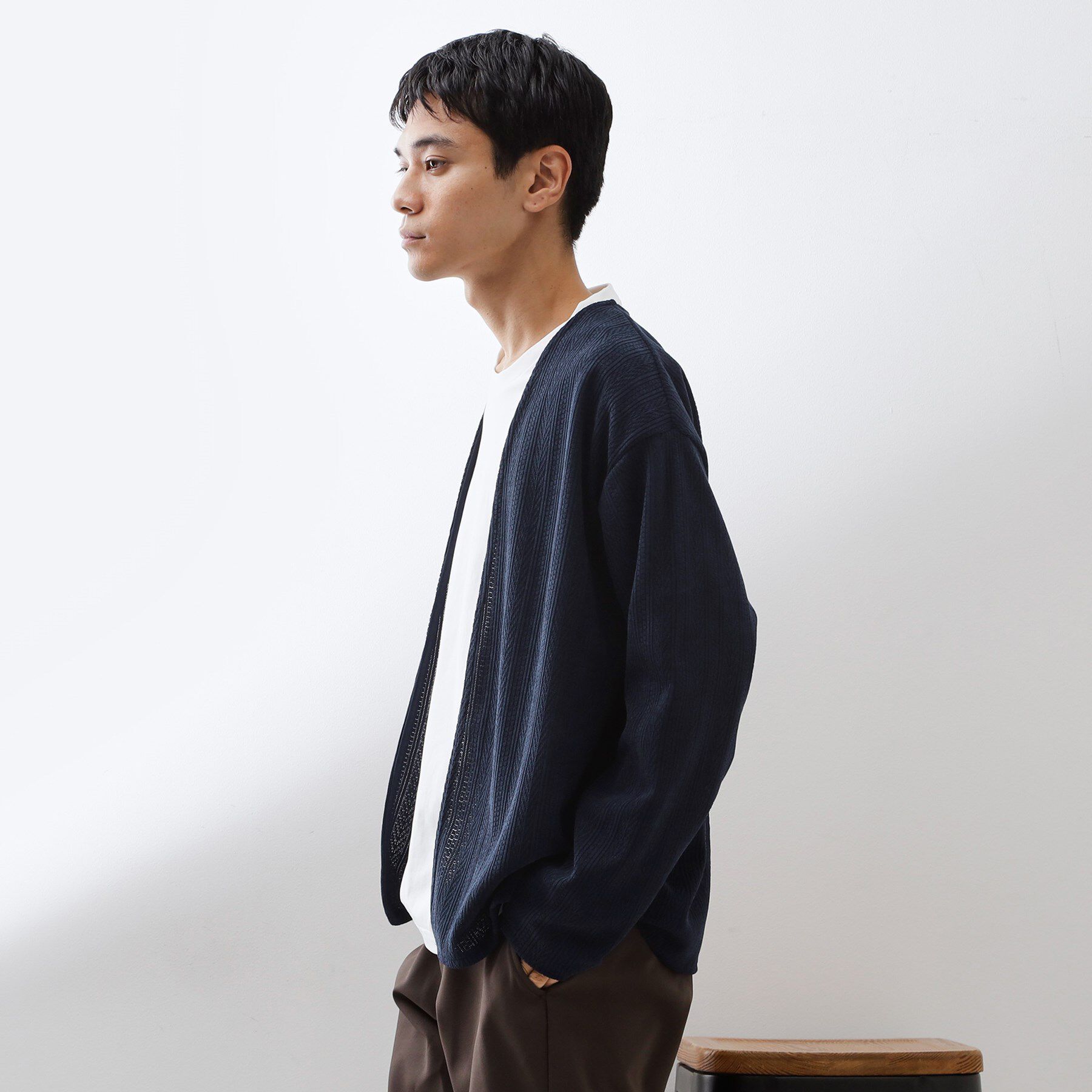 THE SHOP TK「【セットでお買い得！】モールニットカーディガン＋長袖Tシャツ　洗濯機OK/吸水速乾・毛玉になりにくい」|カーディガン|