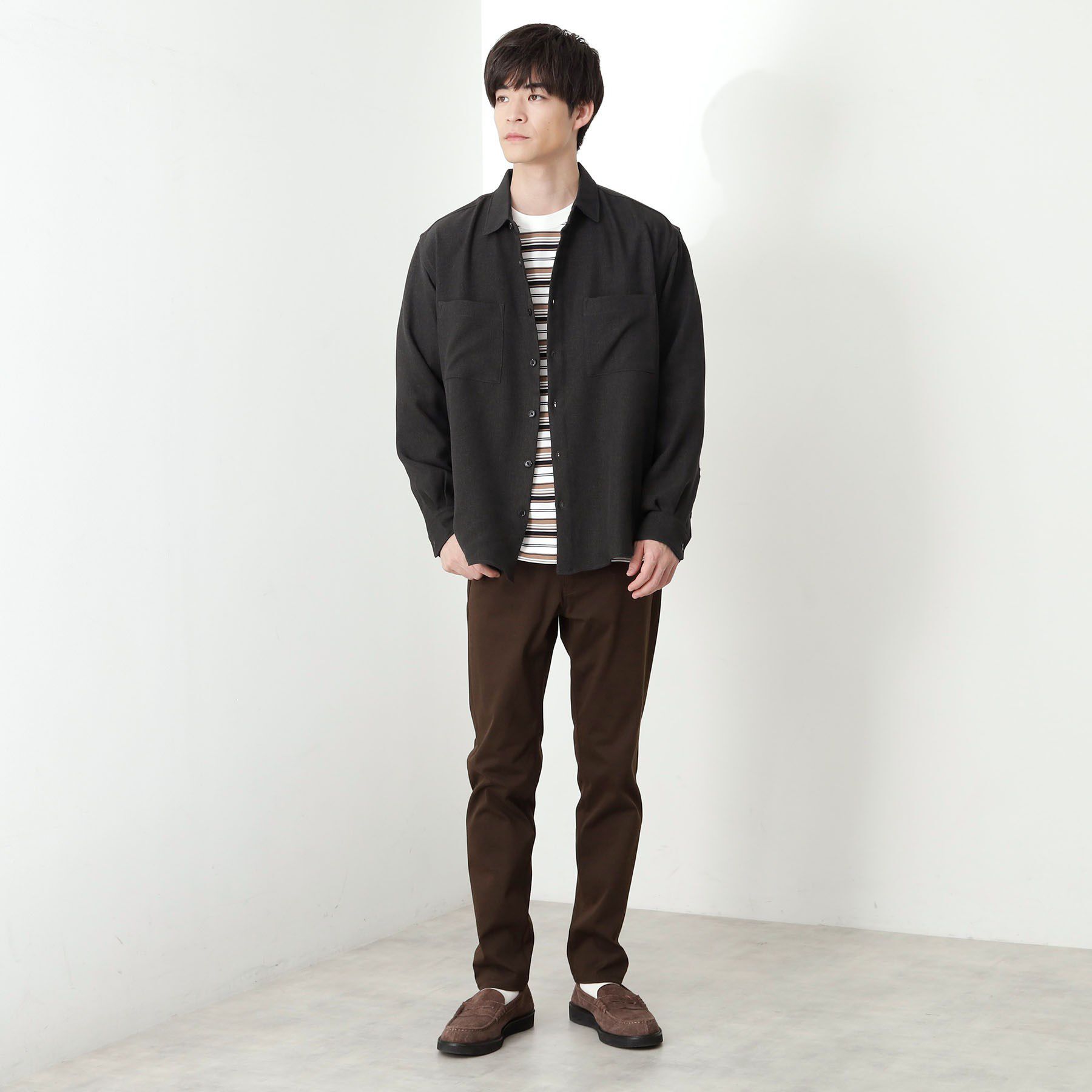 THE SHOP TK「【大人のきれいめカジュアルに】ウールライク長袖シャツ 洗濯機OK」|シャツ・ブラウス|