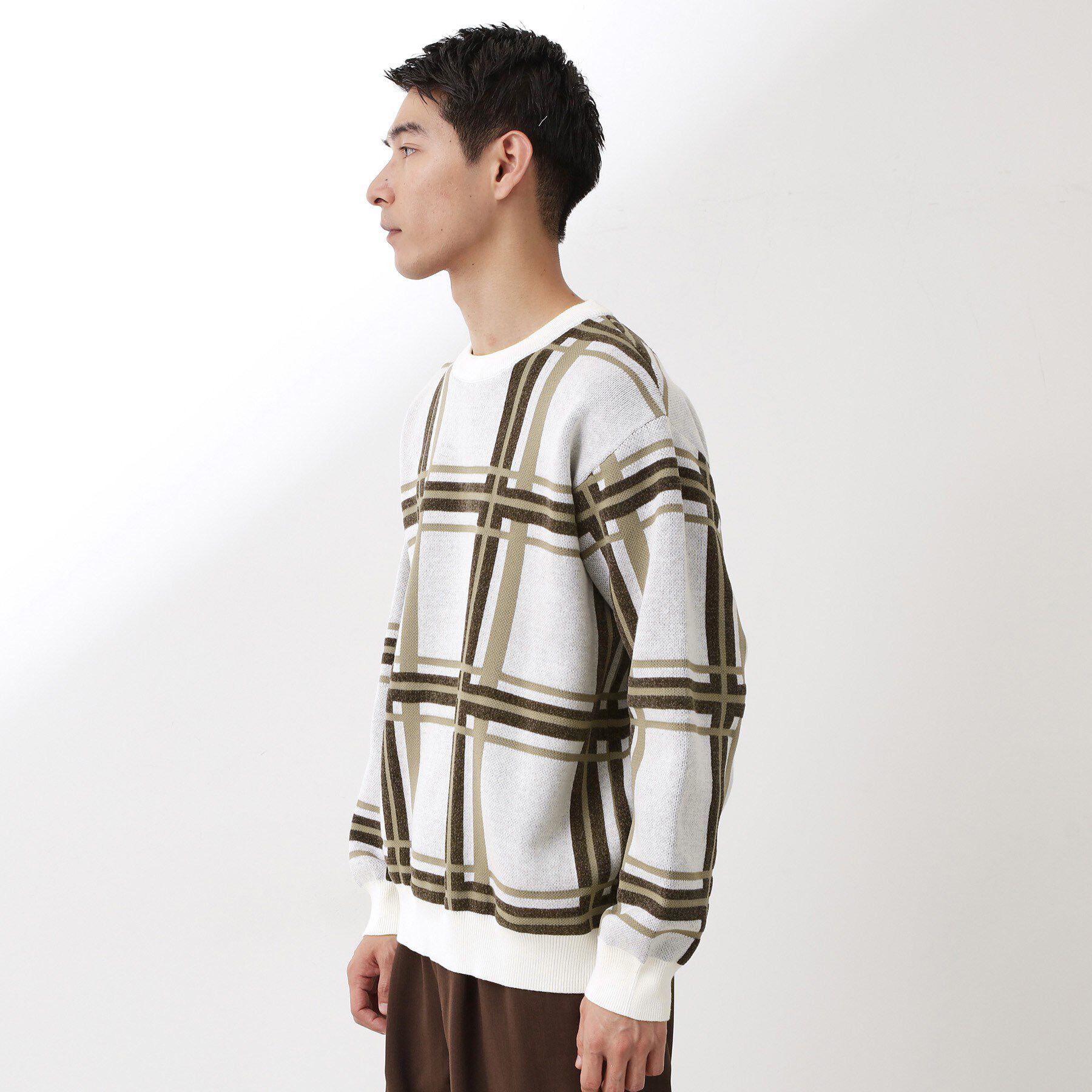 THE SHOP TK「チェックジャカードニット【洗濯機OK】」|ニット・セーター|