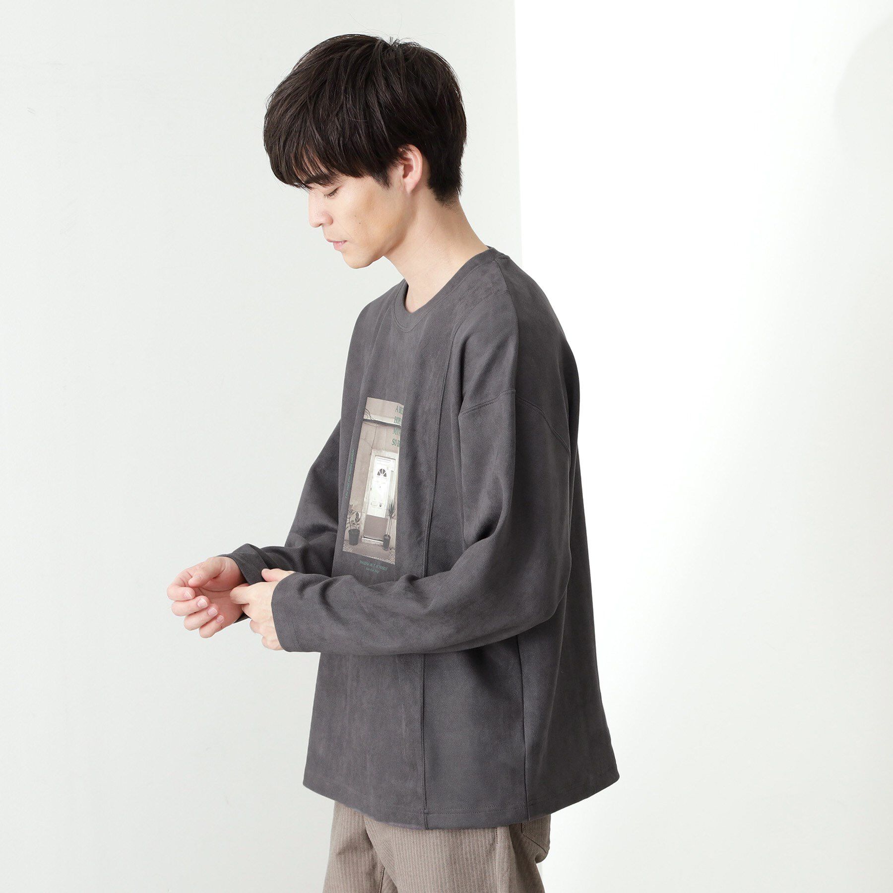 THE SHOP TK「スエード フォトプリントスウェット 【洗濯機OK】」|Tシャツ・カットソー|