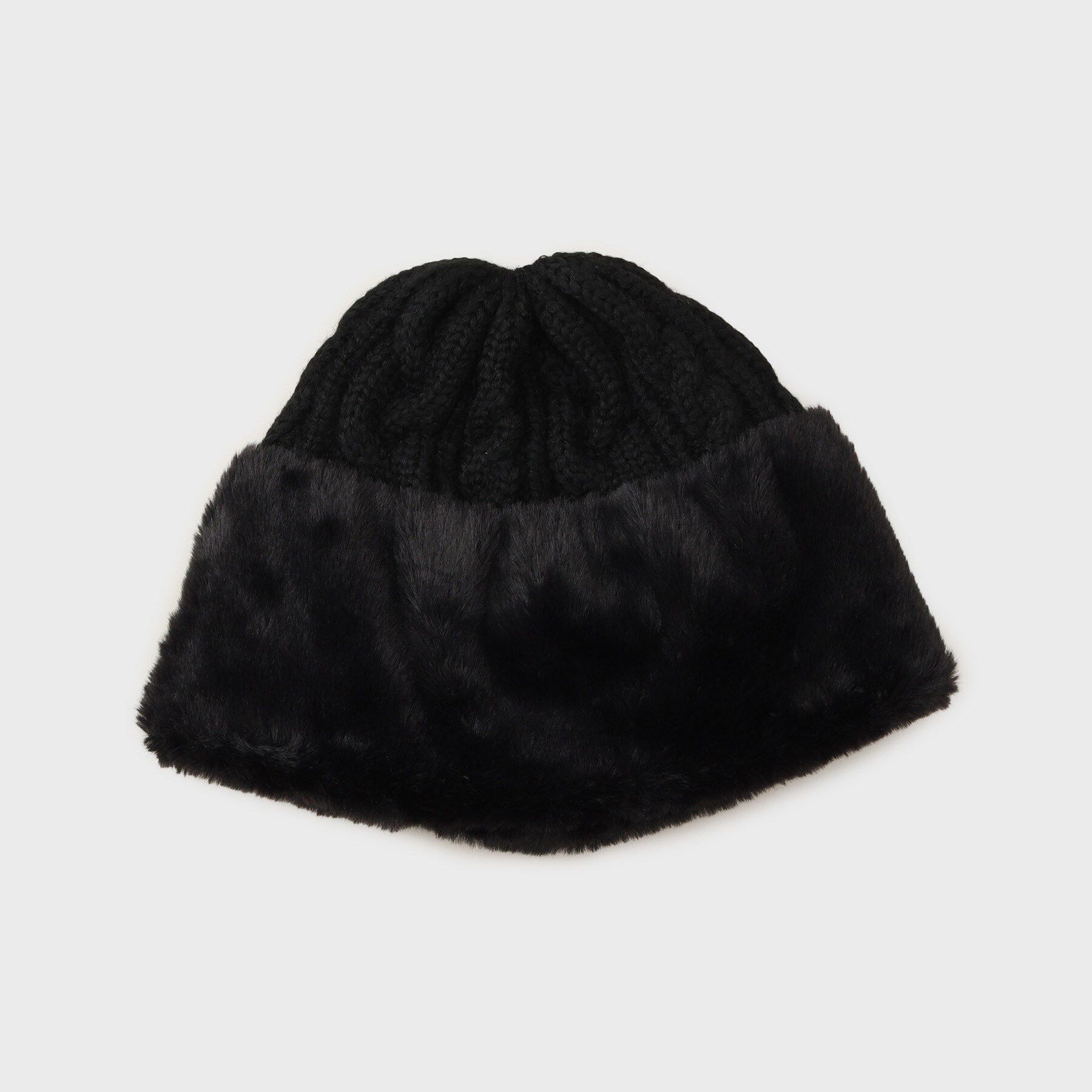 THE SHOP TK「フェイクファートーク風スフレワッチ」|ニット帽|ブラック(019)