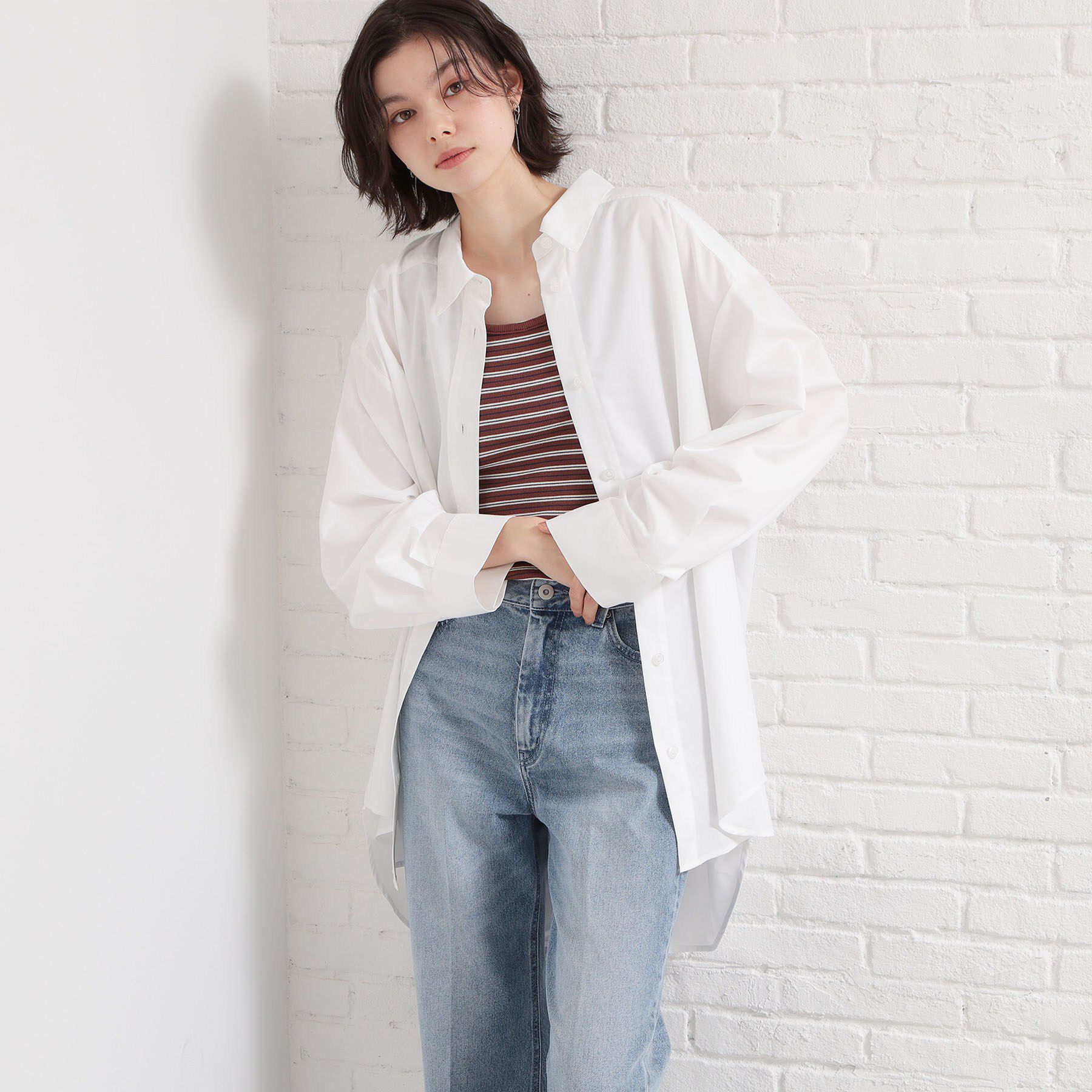 THE SHOP TK「ゆったりシルエットで体型カバー ロングシャツ」|シャツ・ブラウス|