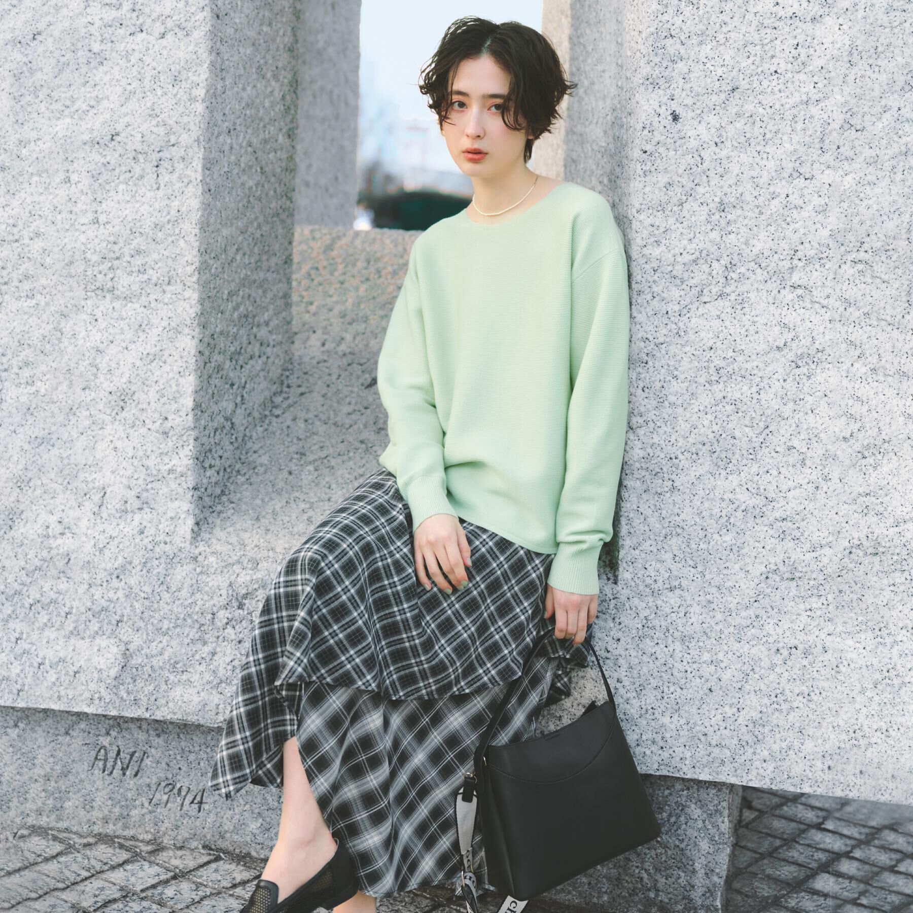 THE SHOP TK「チェック柄アシンメトリースカート」|スカート|