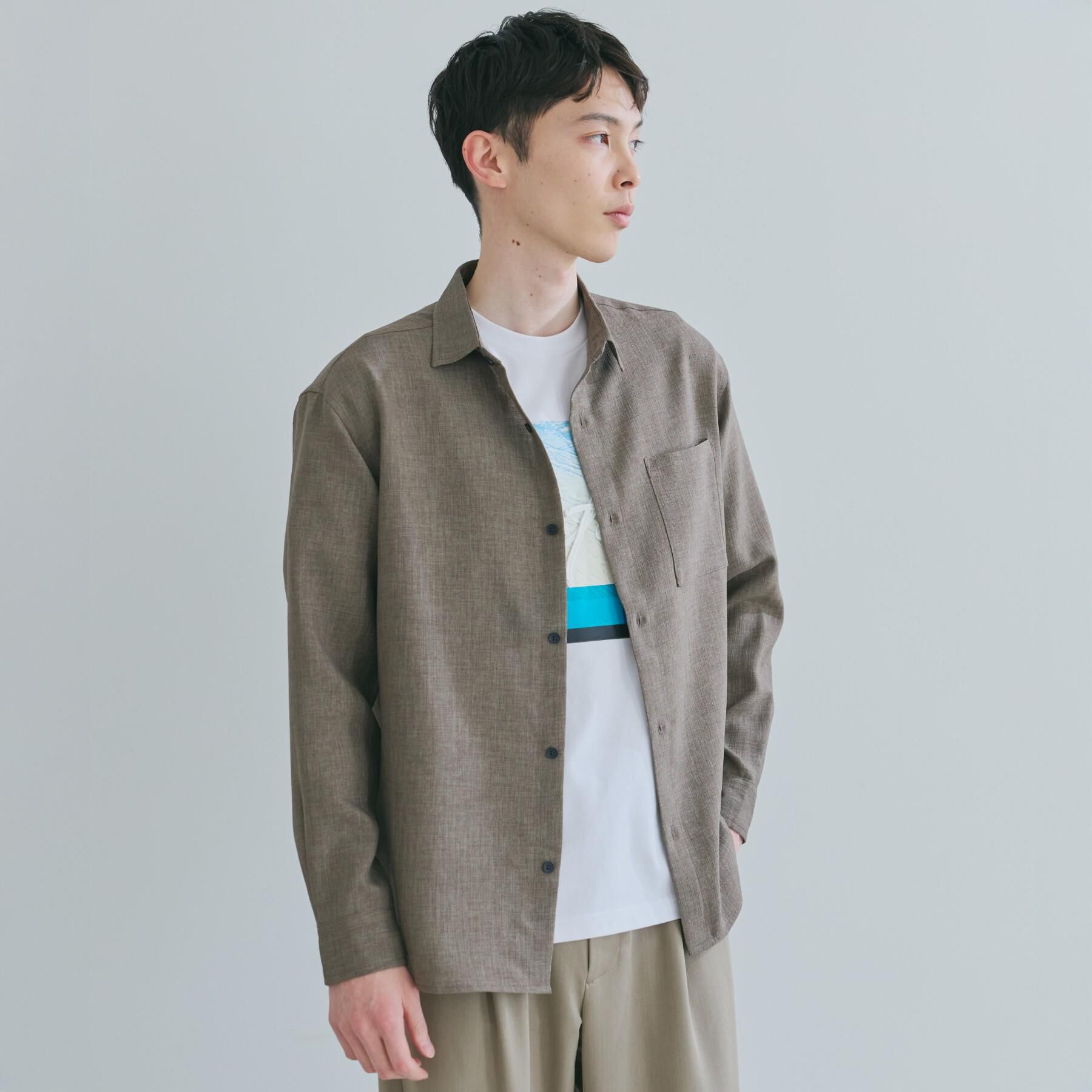 THE SHOP TK「【LINO FINE】リネンライク 長袖シャツ UVカット/イージーケア/吸水速乾/洗濯機OK」|シャツ・ブラウス|