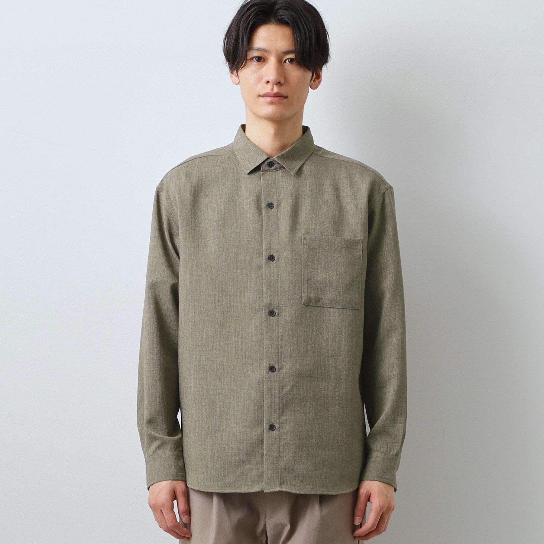 THE SHOP TK「【LINO FINE】リネンライク 長袖シャツ UVカット/イージーケア/吸水速乾/洗濯機OK」|シャツ・ブラウス|