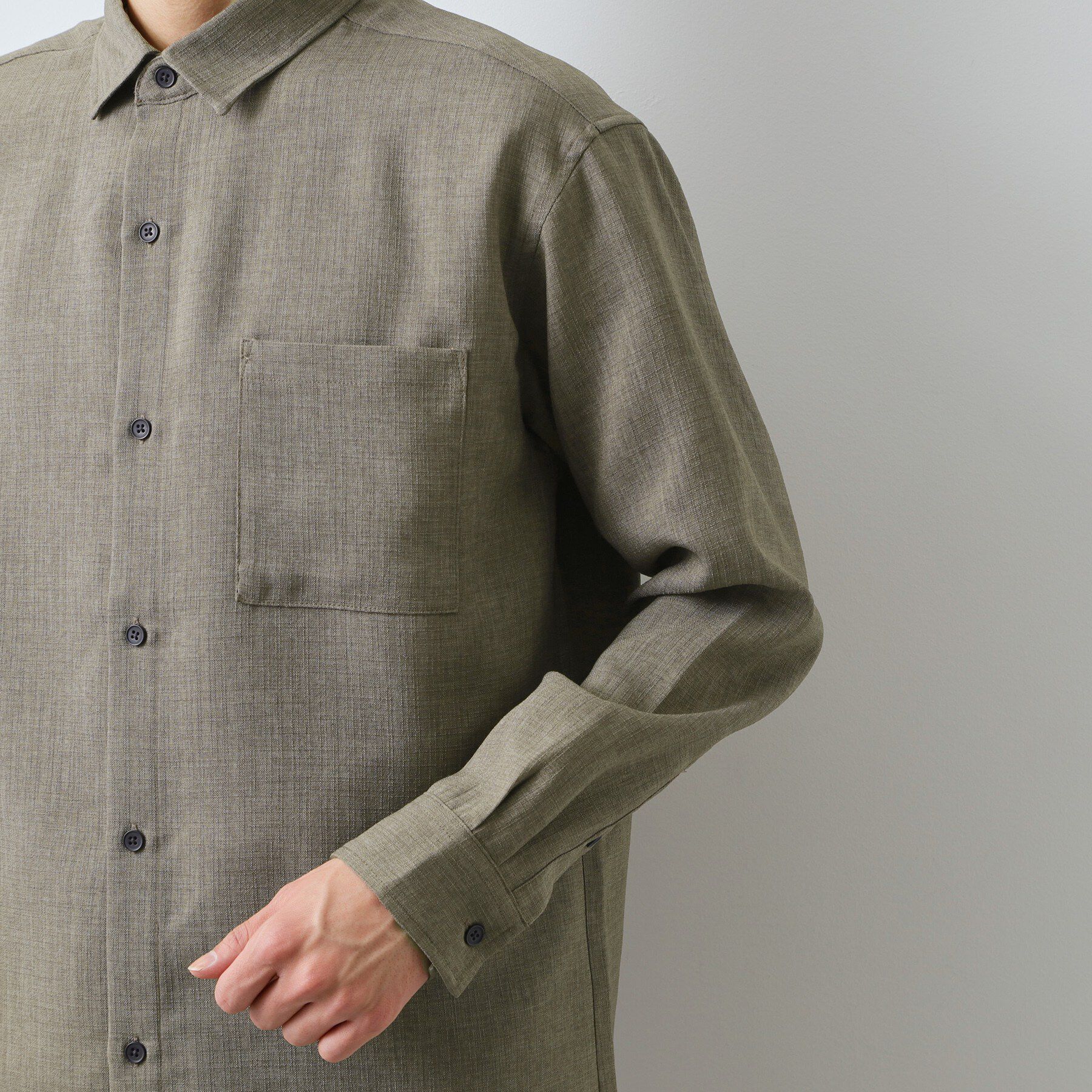 THE SHOP TK「【LINO FINE】リネンライク 長袖シャツ UVカット/イージーケア/吸水速乾/洗濯機OK」|シャツ・ブラウス|