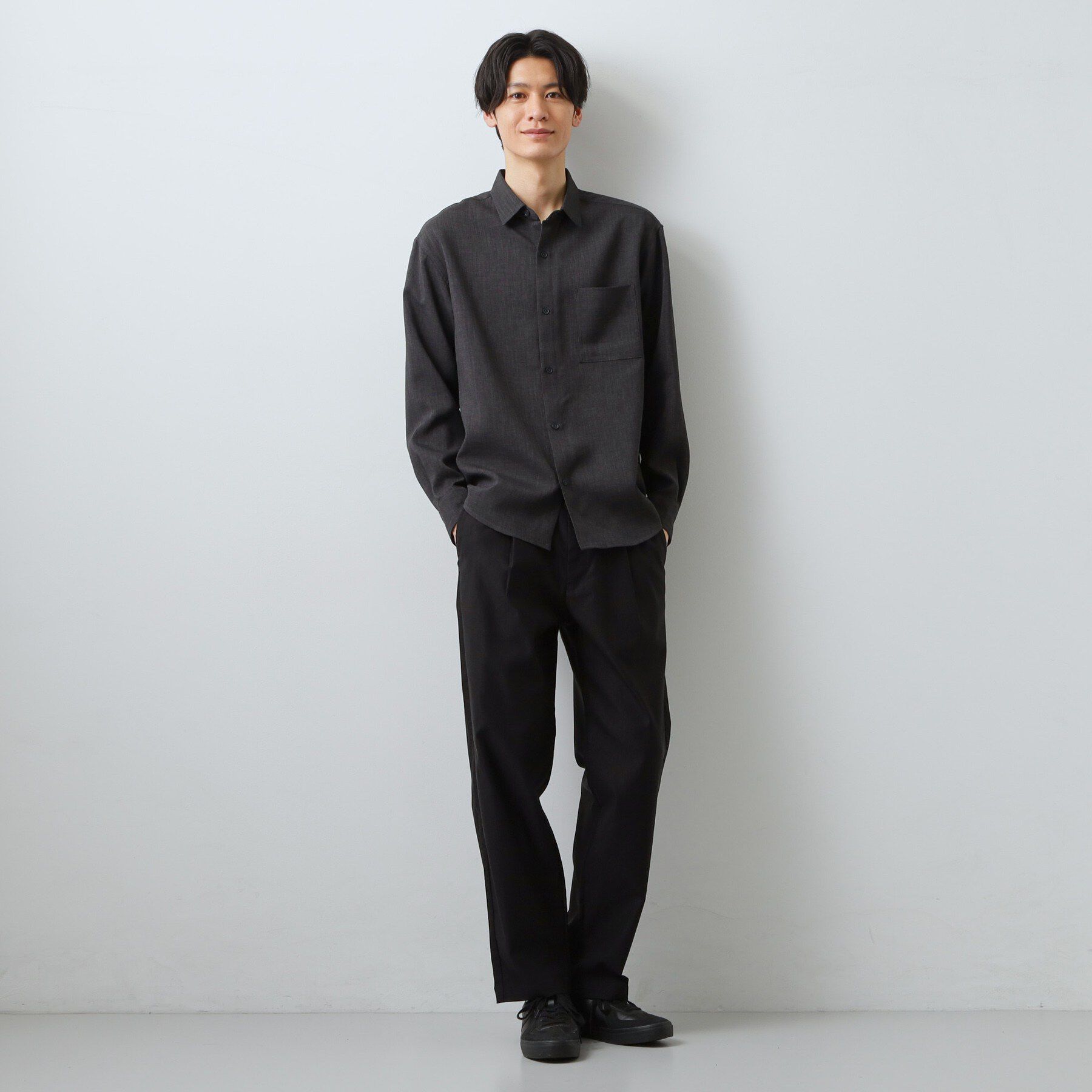 THE SHOP TK「【LINO FINE】リネンライク 長袖シャツ UVカット/イージーケア/吸水速乾/洗濯機OK」|シャツ・ブラウス|