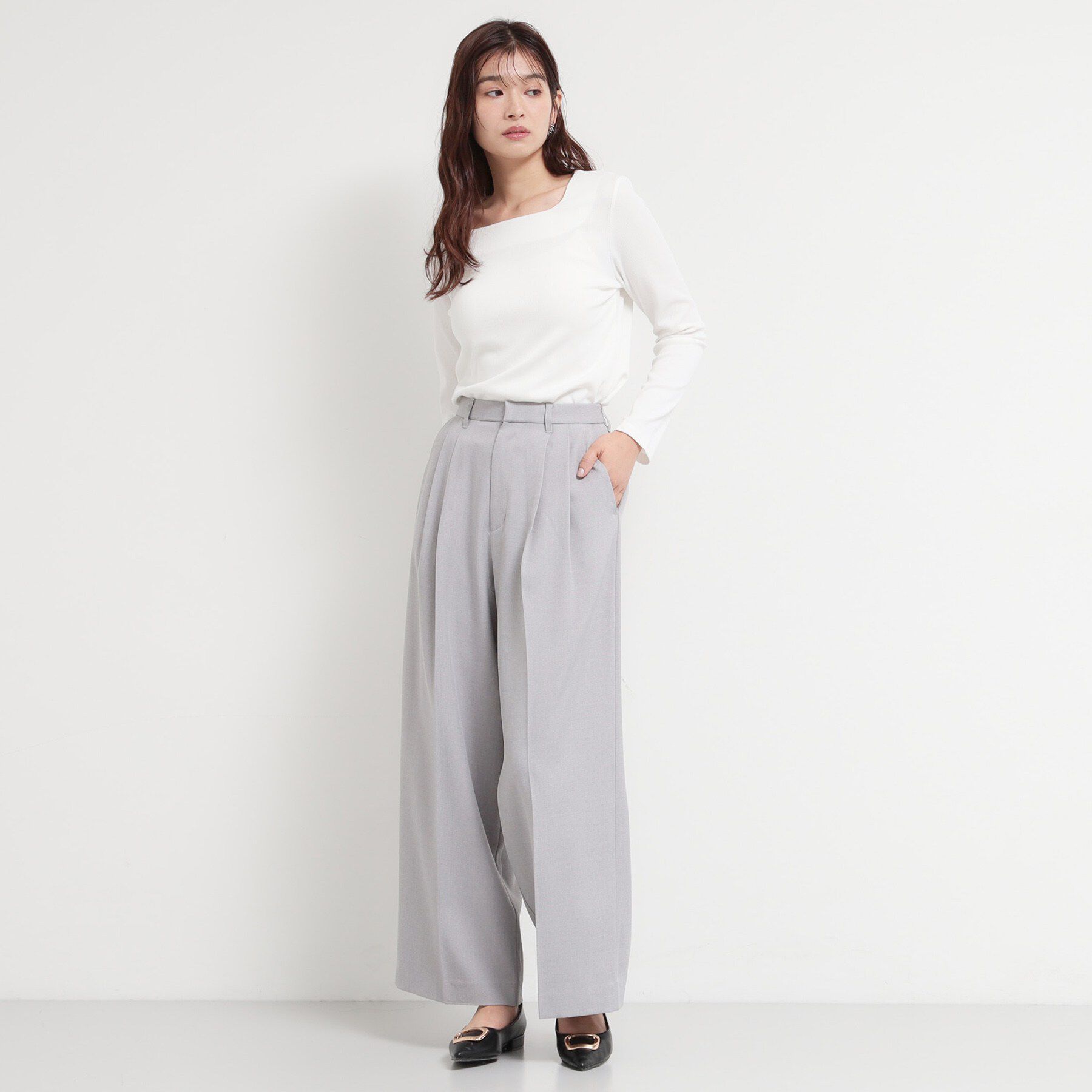 THE SHOP TK「スクエアネックテレコトップス」|Tシャツ・カットソー|