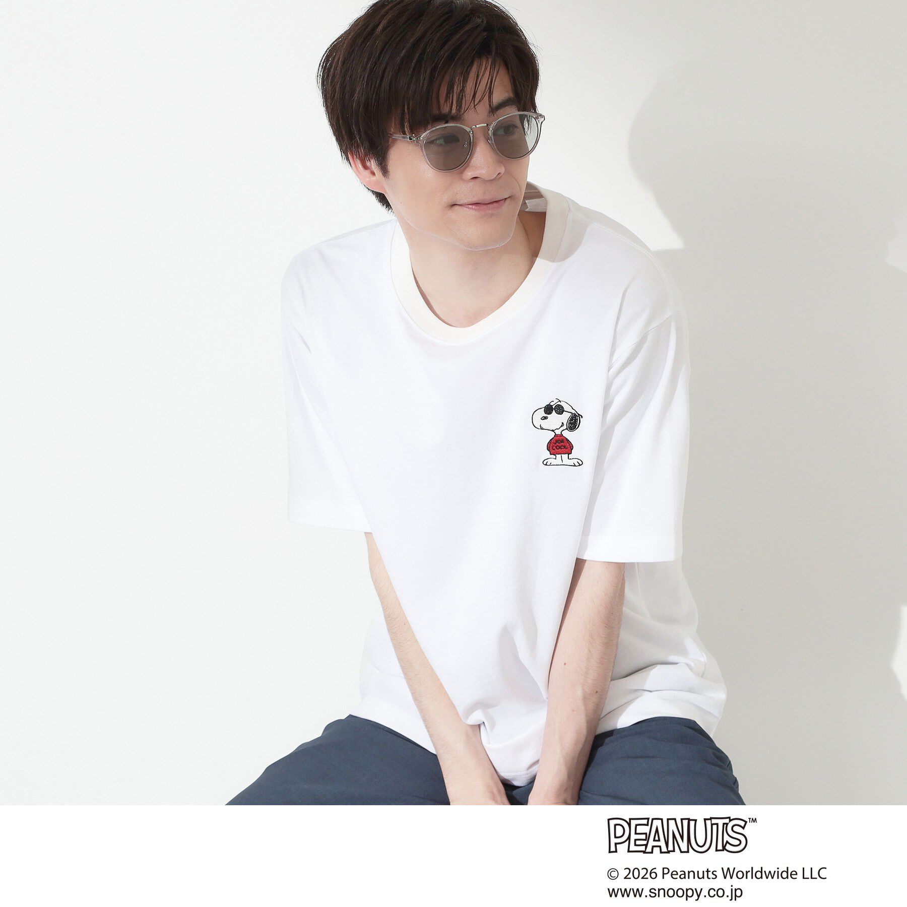 THE SHOP TK「PEANUTS ／ ピーナッツ スヌーピー ワンポイント刺繍 半袖Tシャツ」|Tシャツ・カットソー|オフホワイト(403