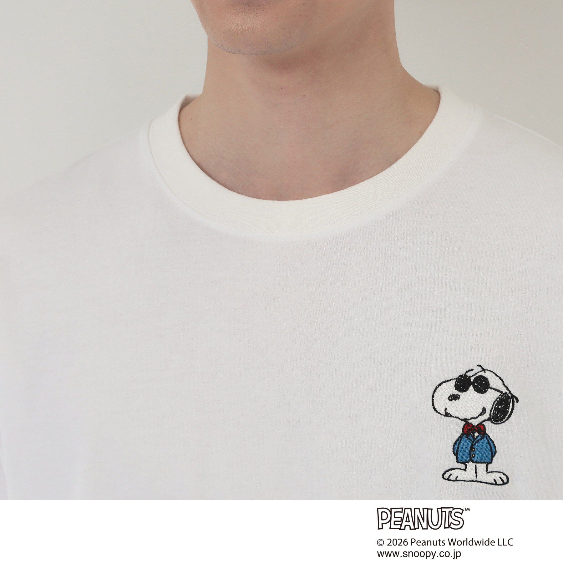 THE SHOP TK「PEANUTS ／ ピーナッツ スヌーピー ワンポイント刺繍 半袖Tシャツ」|Tシャツ・カットソー|