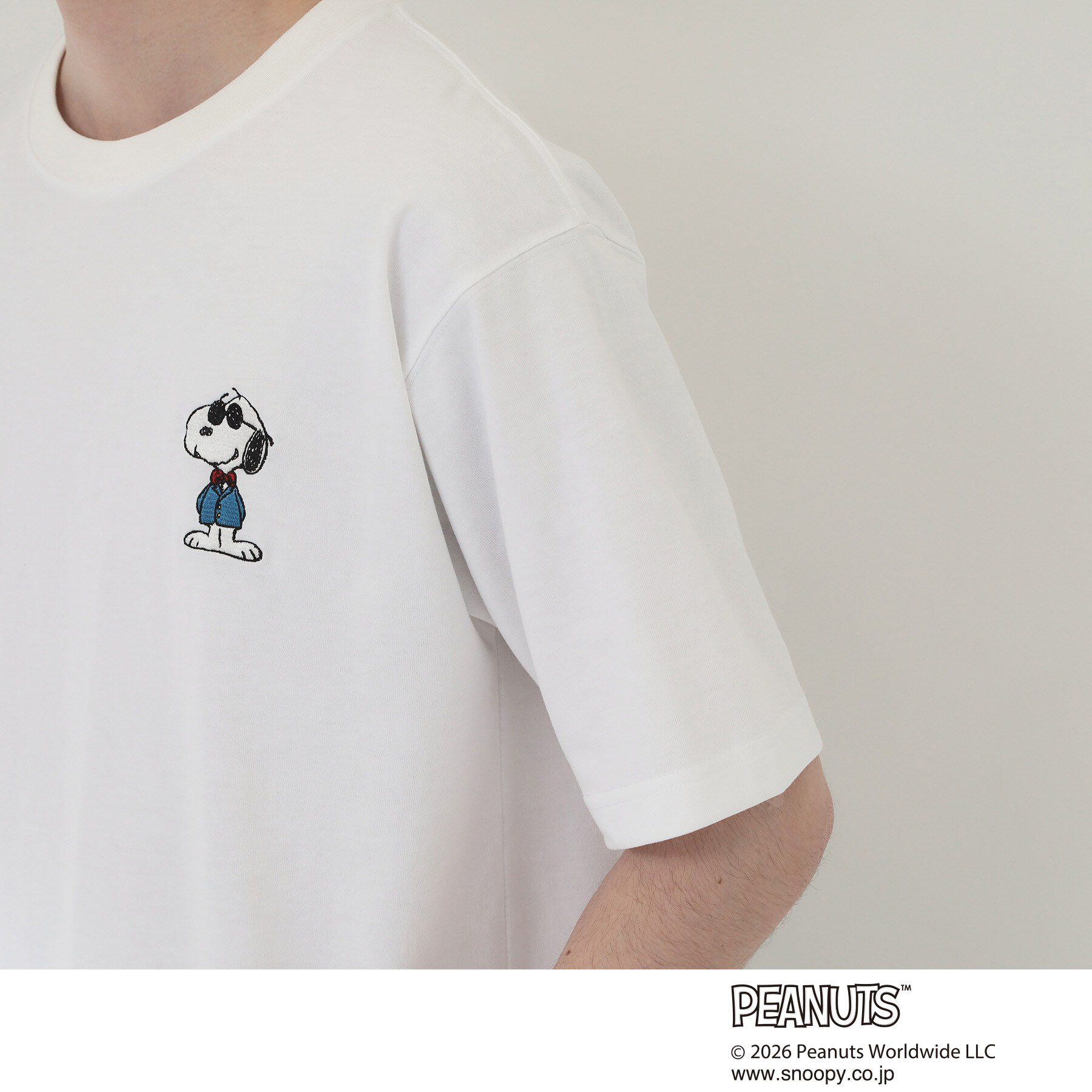 THE SHOP TK「PEANUTS ／ ピーナッツ スヌーピー ワンポイント刺繍 半袖Tシャツ」|Tシャツ・カットソー|